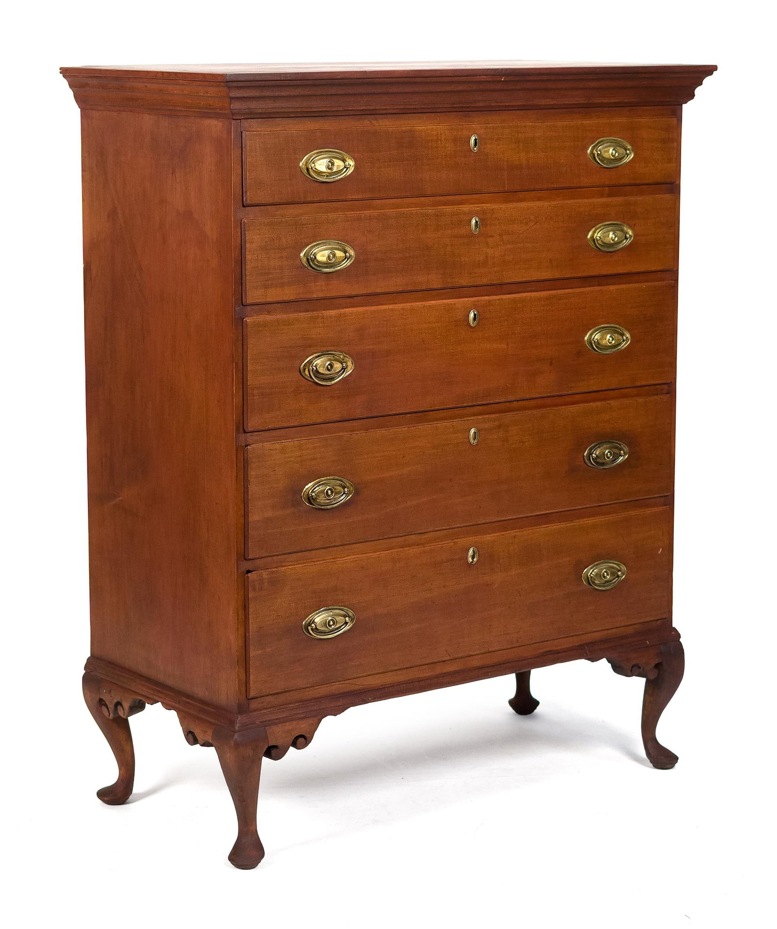18TH C. NH DUNLAP FIVE DRAWER MAPLE CHEST. (1 of 12)
