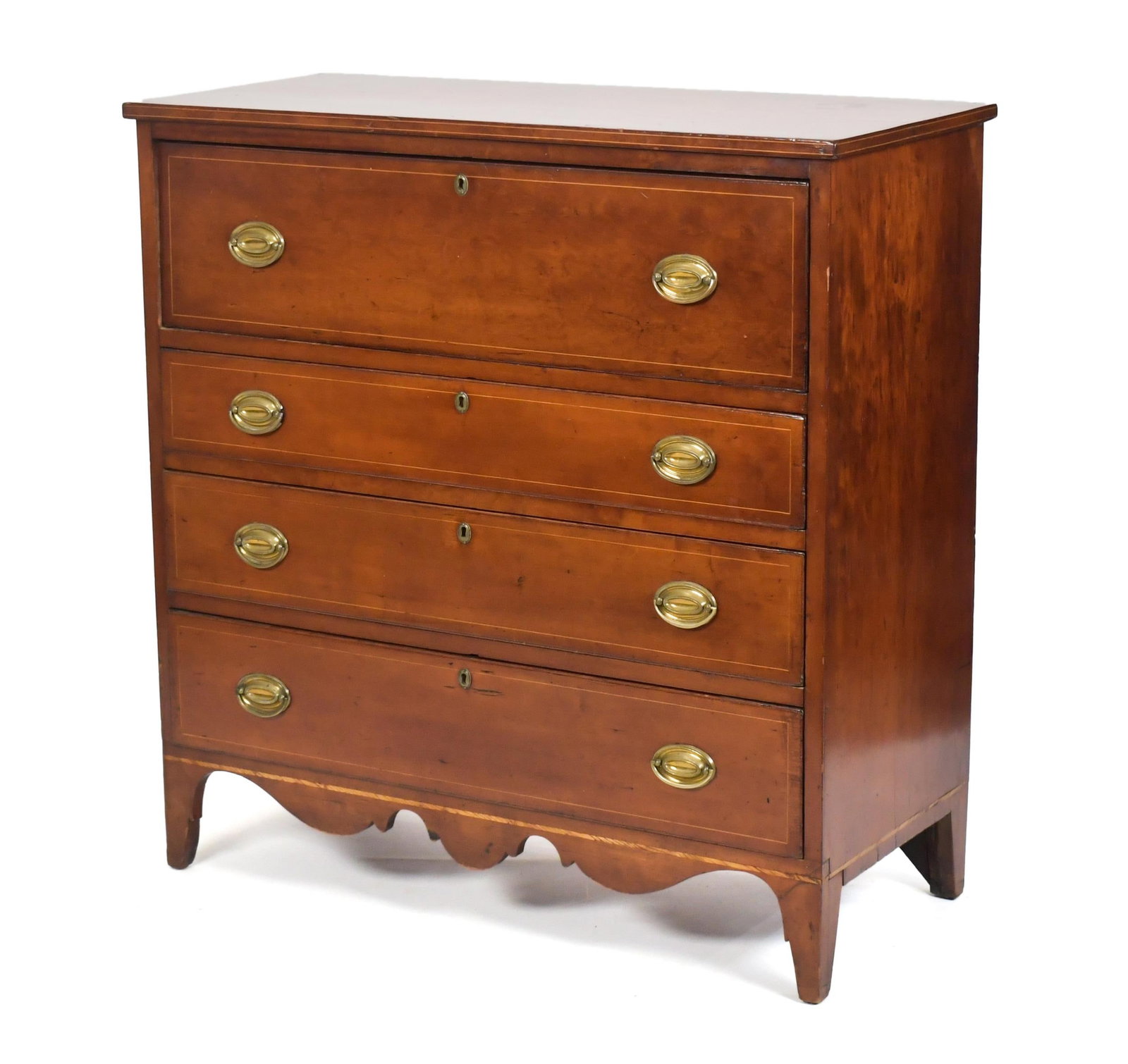 19TH C. CT FEDERAL CHERRY FOUR DRAWER CHEST. (1 of 14)