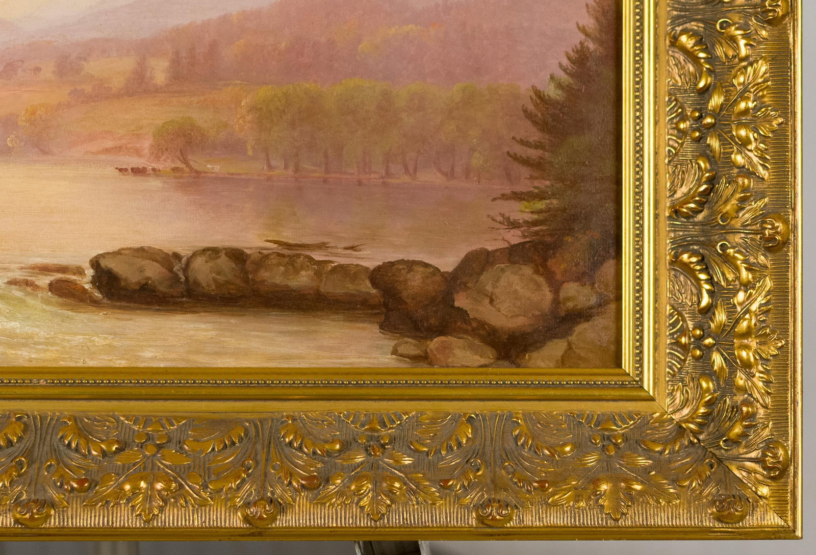 BENJAMIN CHAMPNEY ATTRIBUTED OIL, RIVER LANDSCAPE. - 10