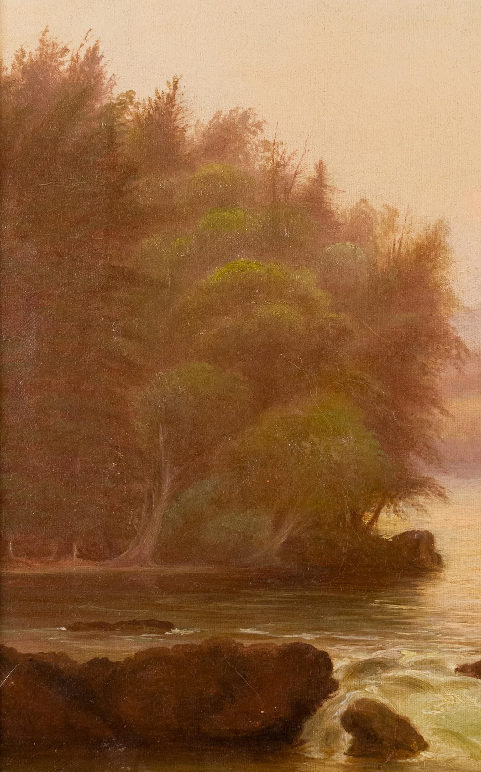 BENJAMIN CHAMPNEY ATTRIBUTED OIL, RIVER LANDSCAPE. - 5