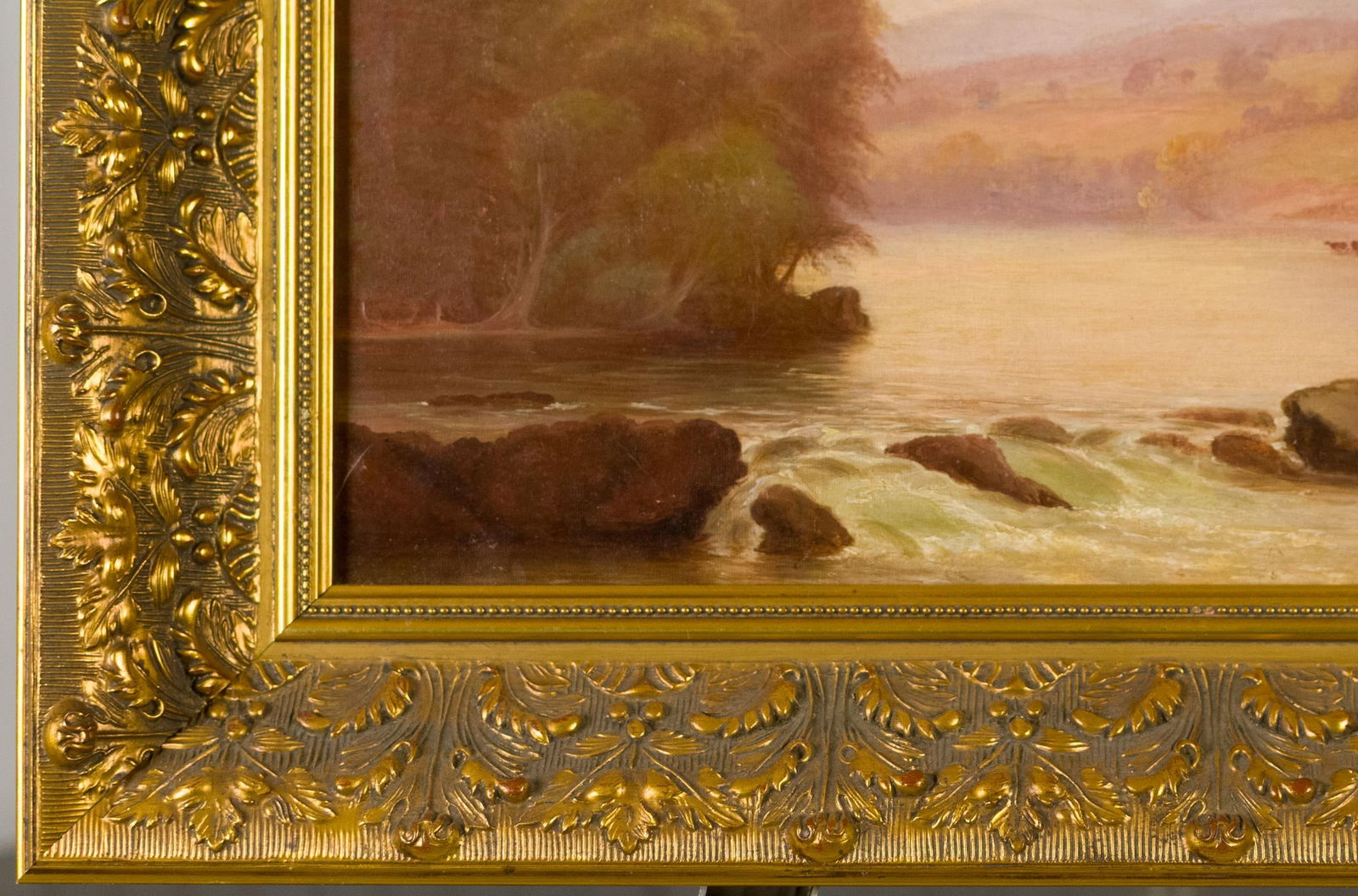 BENJAMIN CHAMPNEY ATTRIBUTED OIL, RIVER LANDSCAPE. - 9