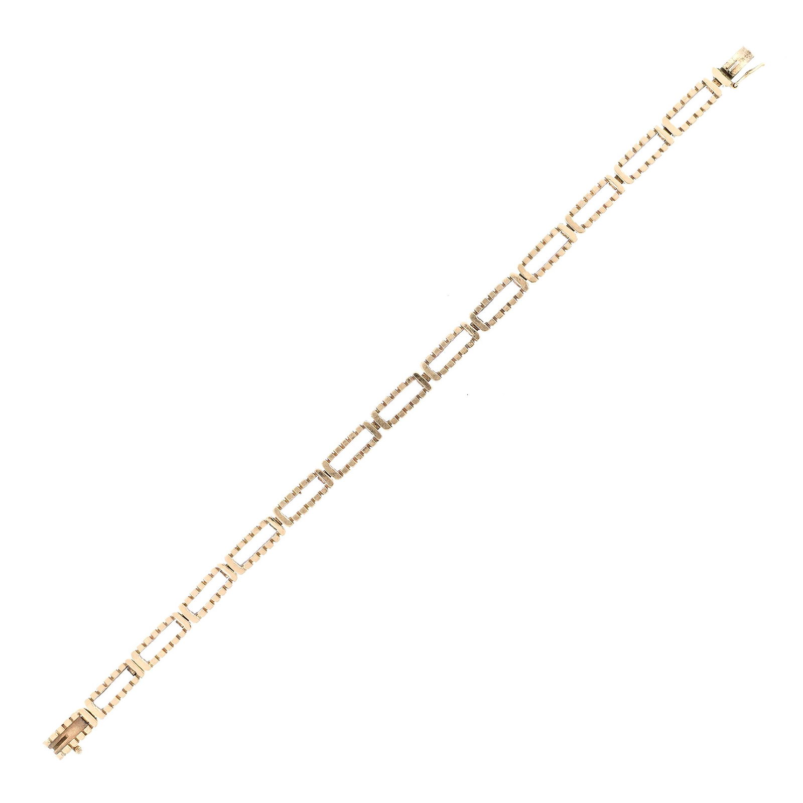 VINTAGE 14K GOLD RECTANGULAR LINK BRACELET. - 2