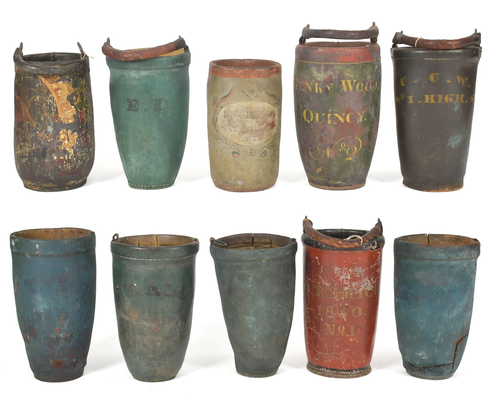 ANTIQUE LEATHER FIRE BUCKETS, 10. (1 of 20)