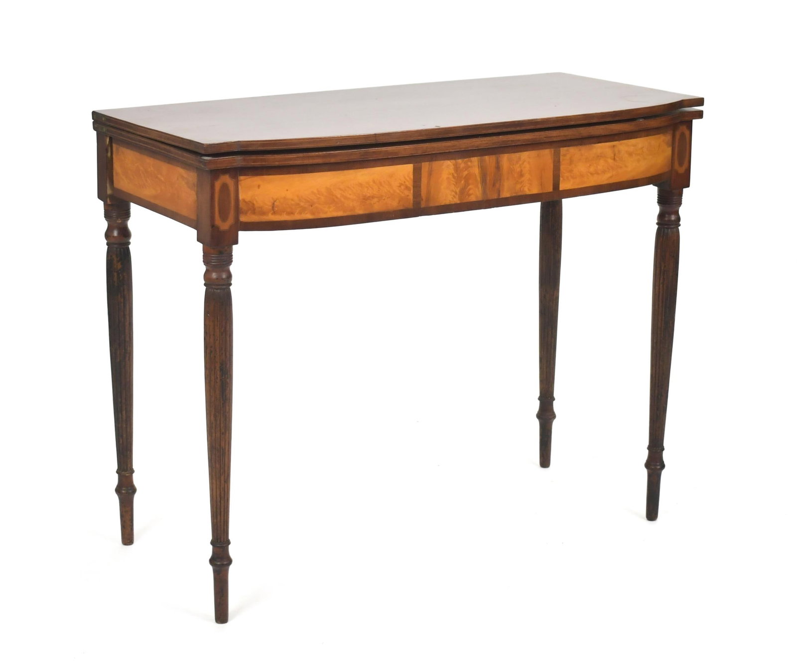 19TH C. MA FEDERAL INLAID MAHOGANY CARD TABLE. (1 of 14)