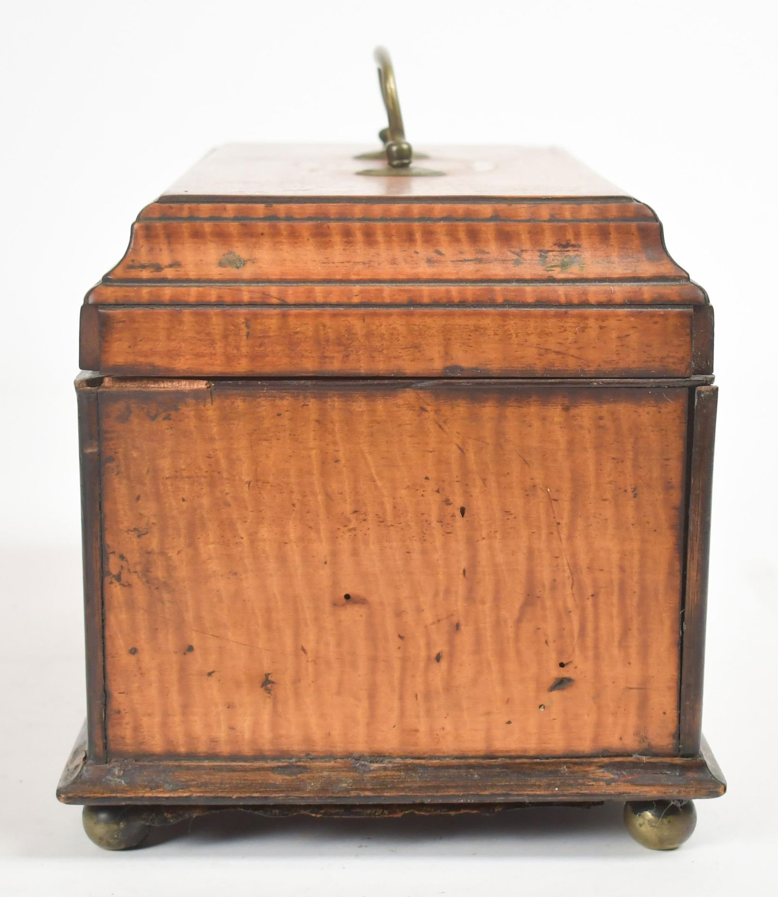 19TH C. TIGER MAPLE TEA CADDY. - 8