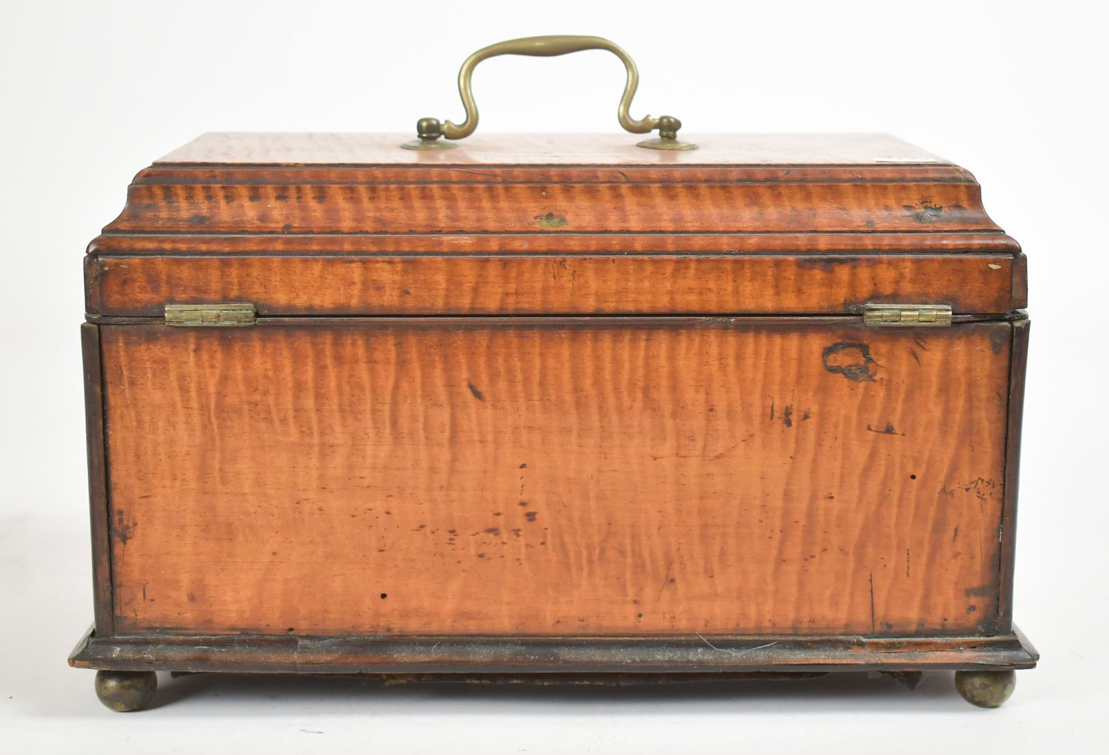 19TH C. TIGER MAPLE TEA CADDY. - 9