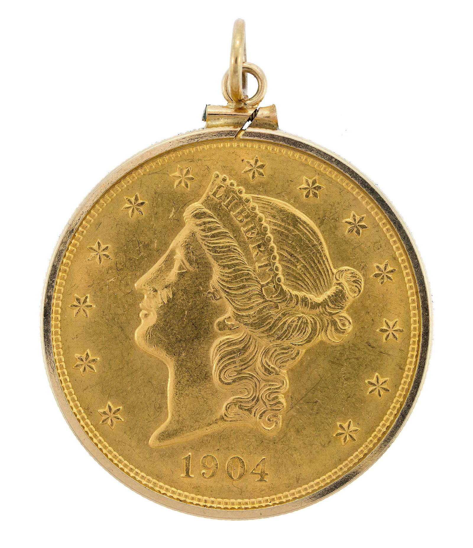 1904 $20 LIBERTY GOLD COIN, PENDANT. (1 of 2)
