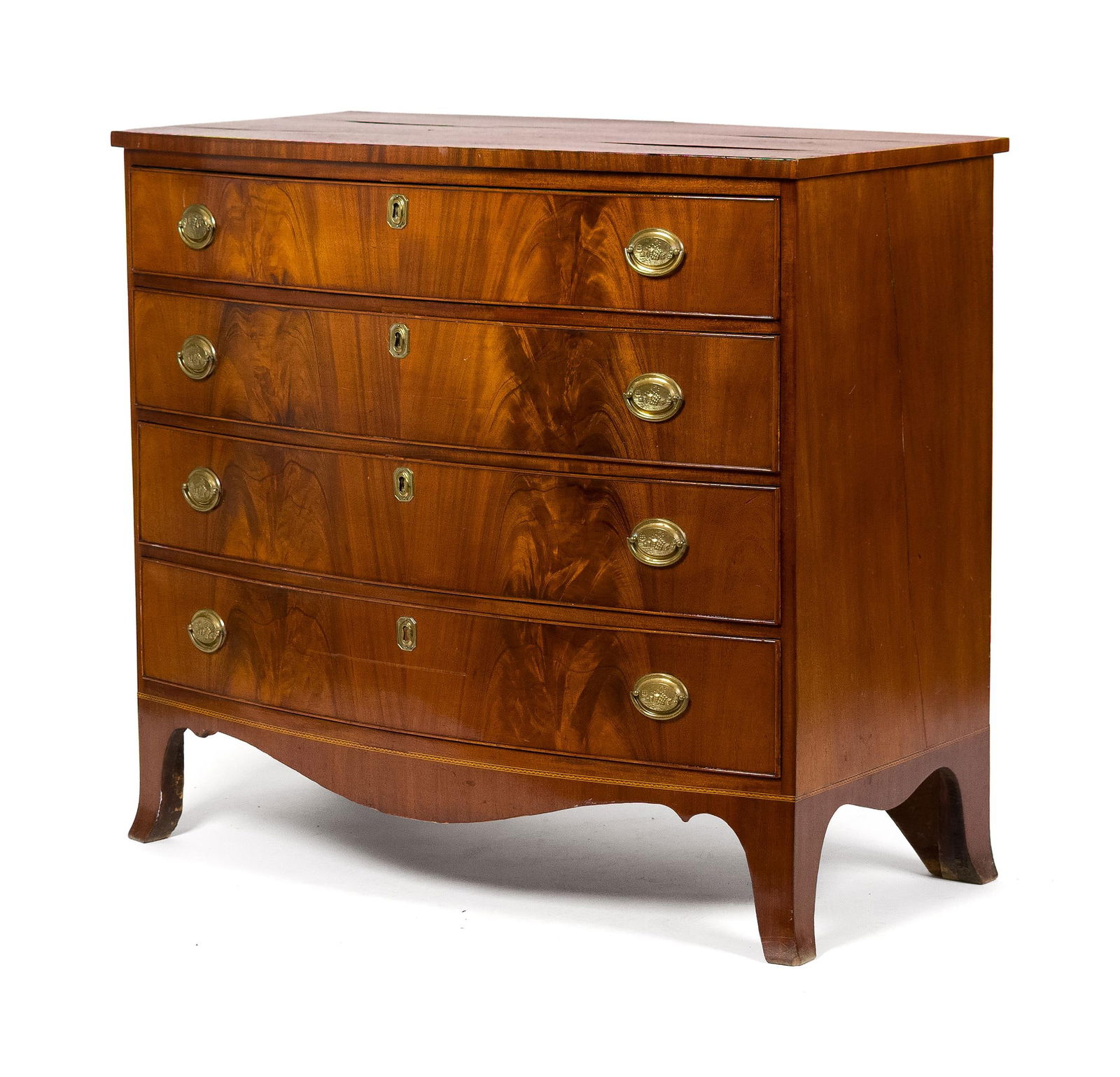 FINE FEDERAL INLAID MAHOGANY BOW FRONT CHEST. (1 of 12)