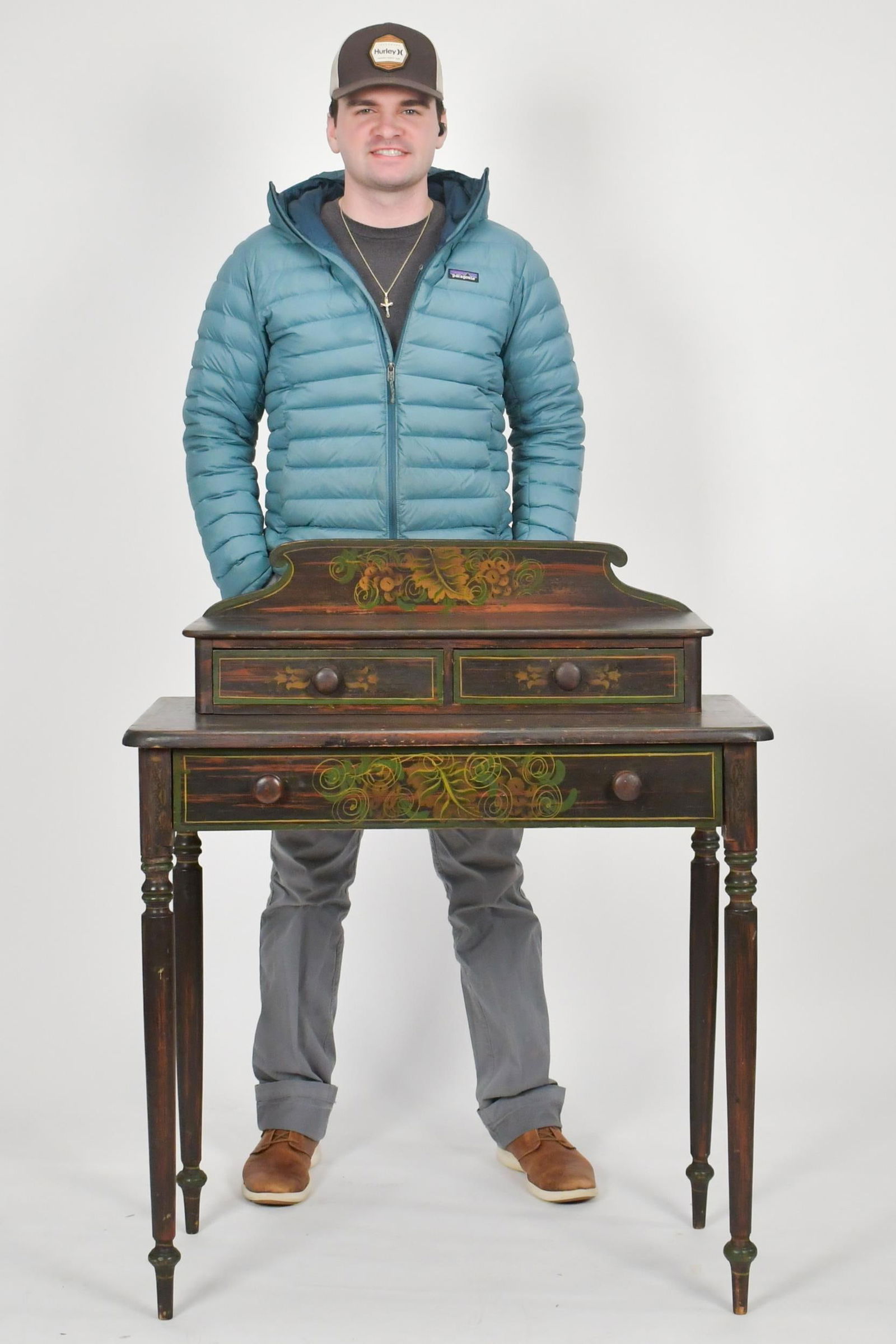 19TH C. PAINTED DECK TOP DRESSING TABLE. - 7