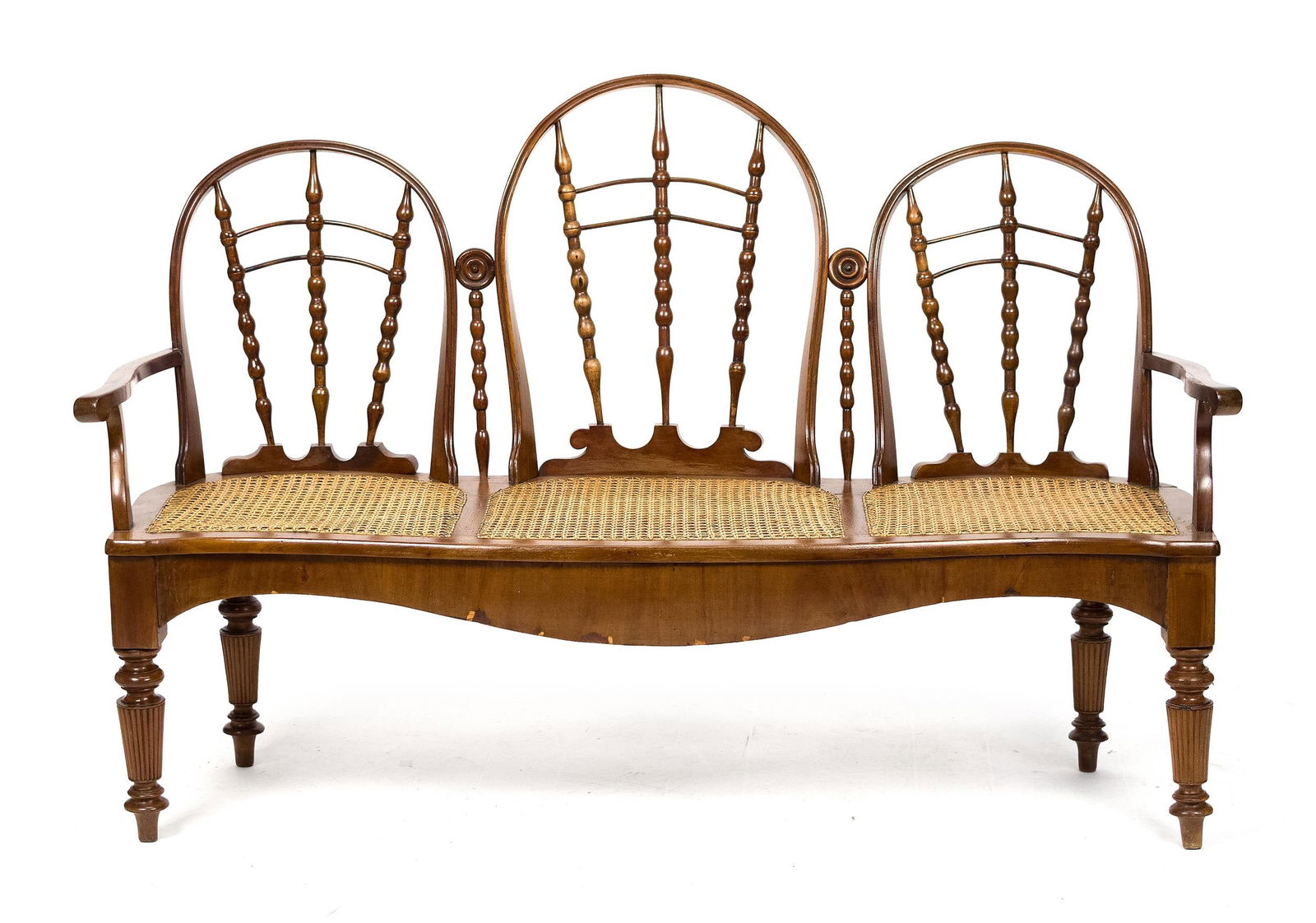 19TH C. REGENCY CANE SEAT SETTEE. - 2