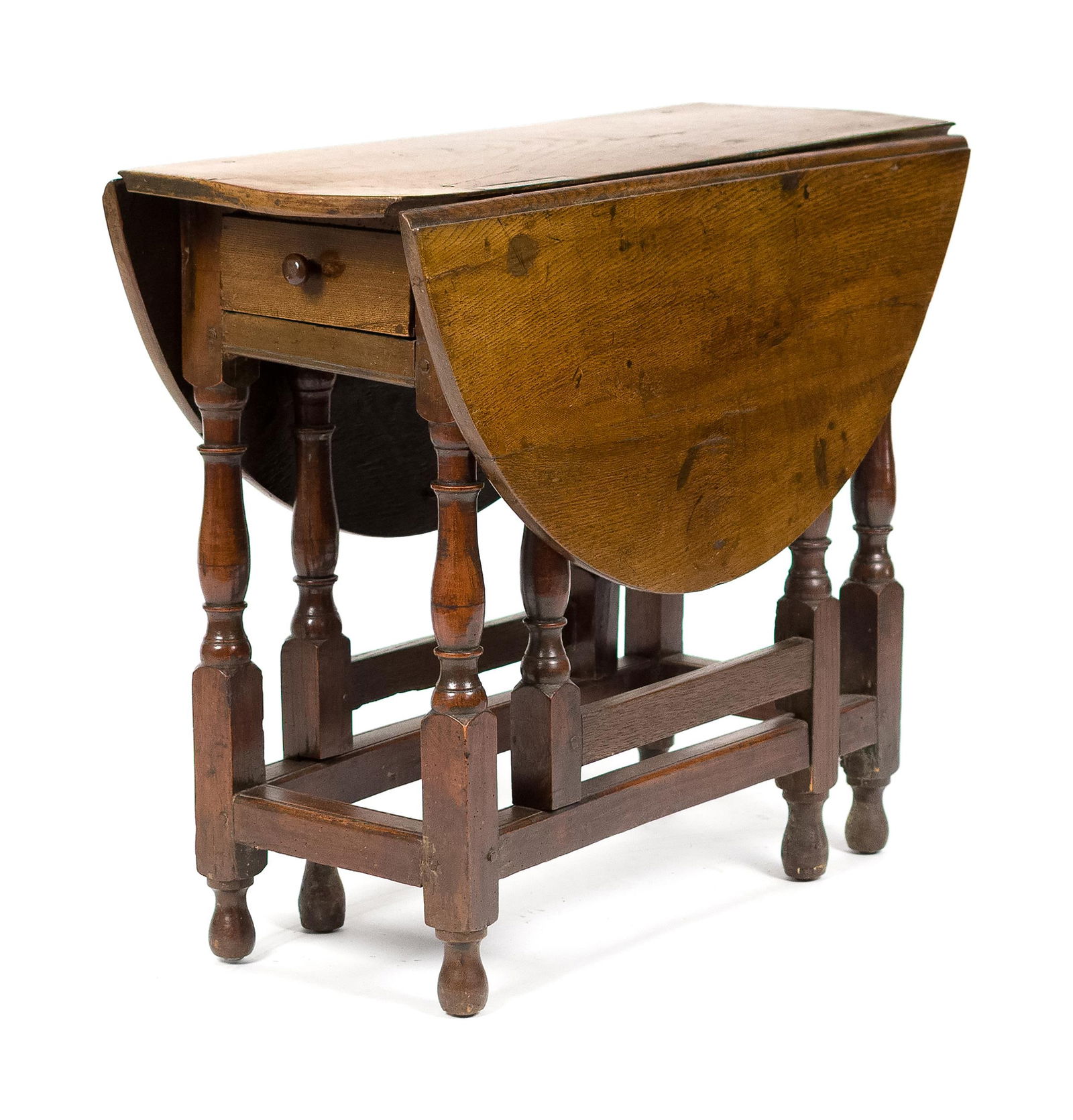 18TH C. SMALL SIZE OAK GATE LEG TABLE. (1 of 3)