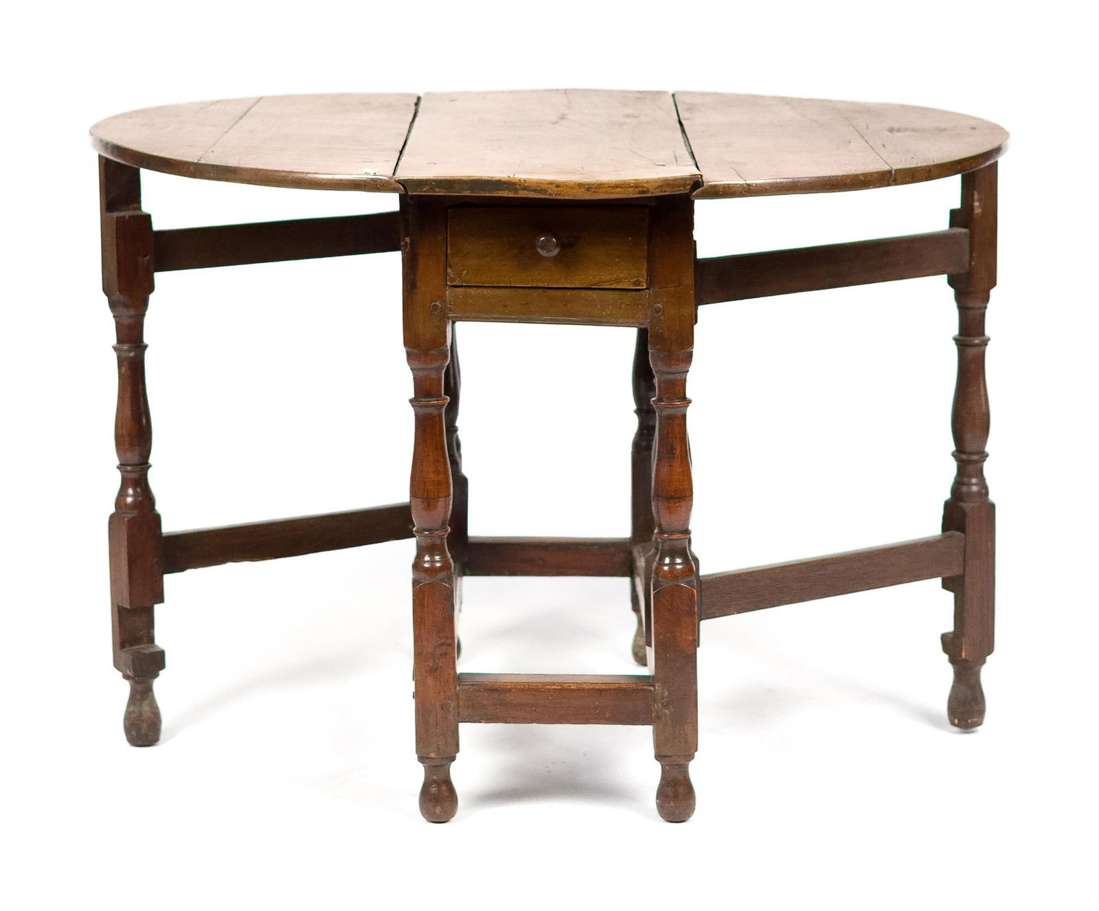 18TH C. SMALL SIZE OAK GATE LEG TABLE. - 3