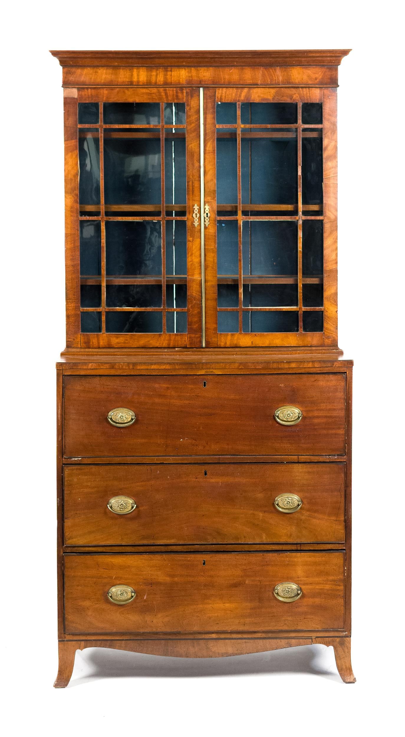 EARLY 19TH C. MAHOGANY BUTLER’S SECRETARY. (1 of 3)