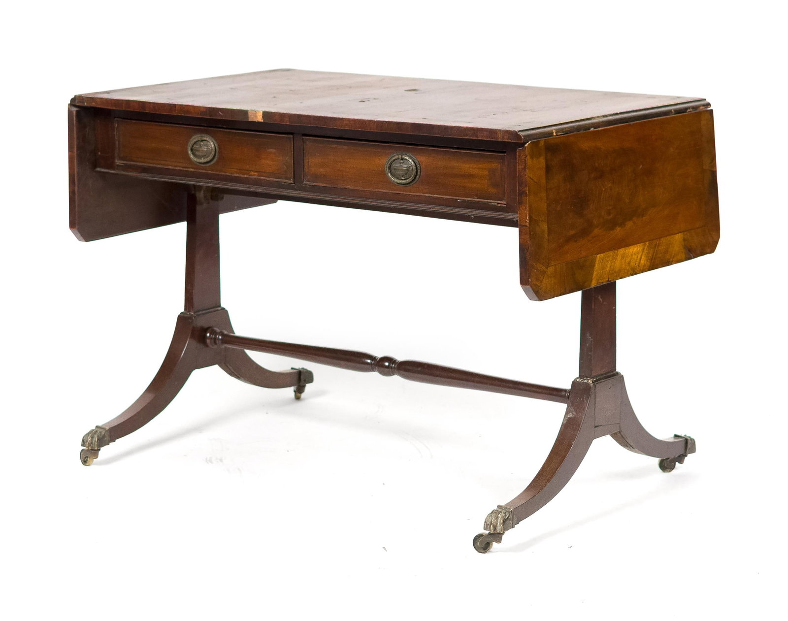19TH C. ENGLISH REGENCY MAHOGANY SOFA TABLE. (1 of 2)