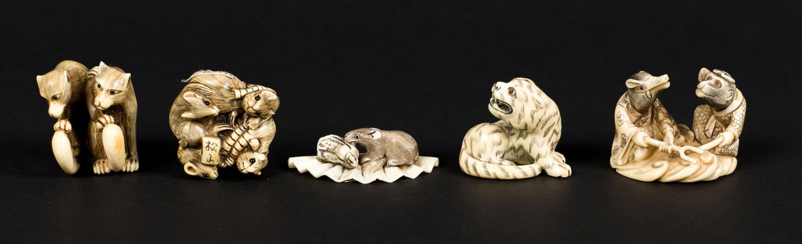 JAPANESE MEIJI NETSUKES, ANIMALS 4 PCS. (1 of 11)
