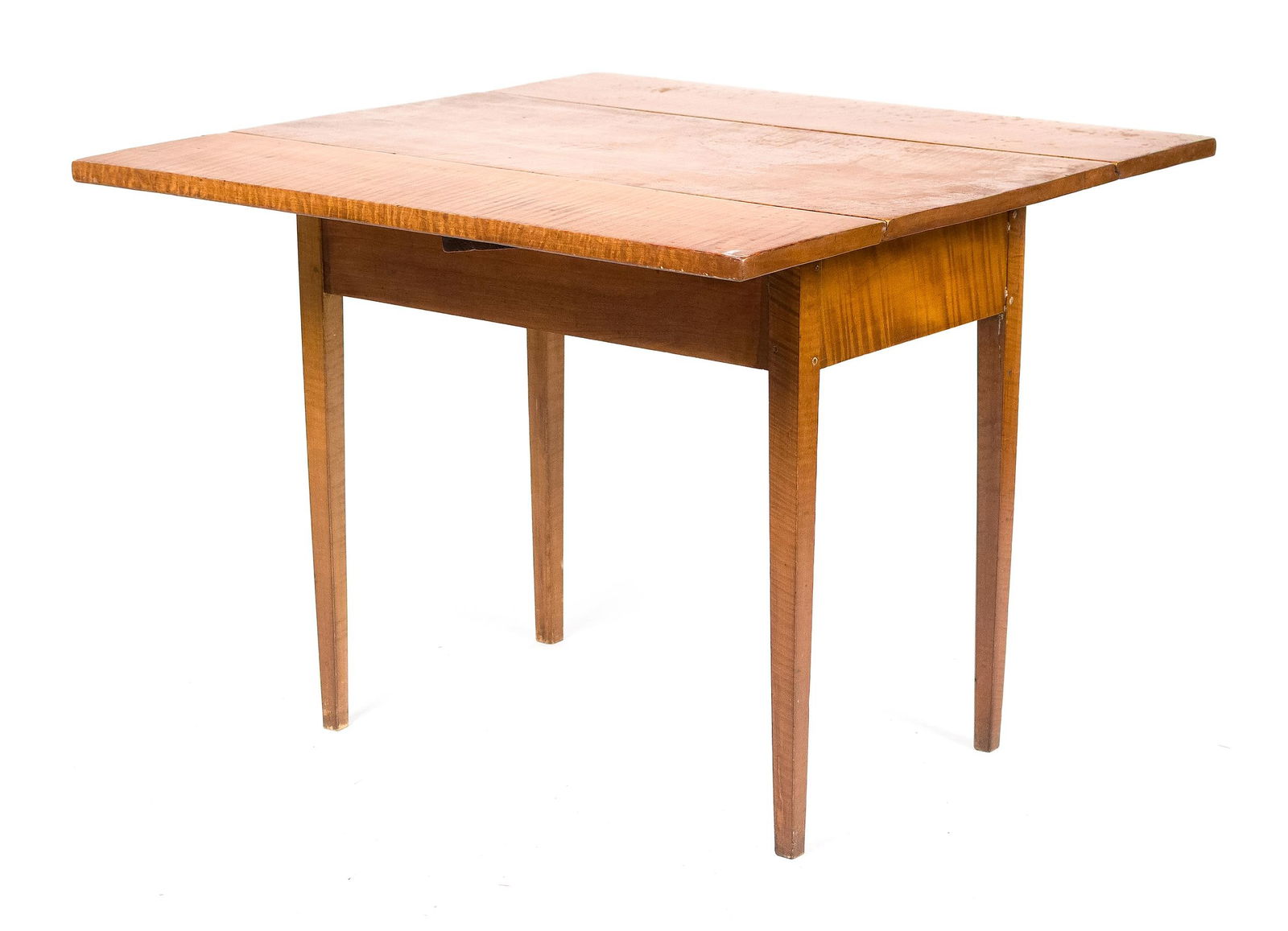 19TH C. AMERICAN TIGER MAPLE DROP LEAF TABLE. - 2