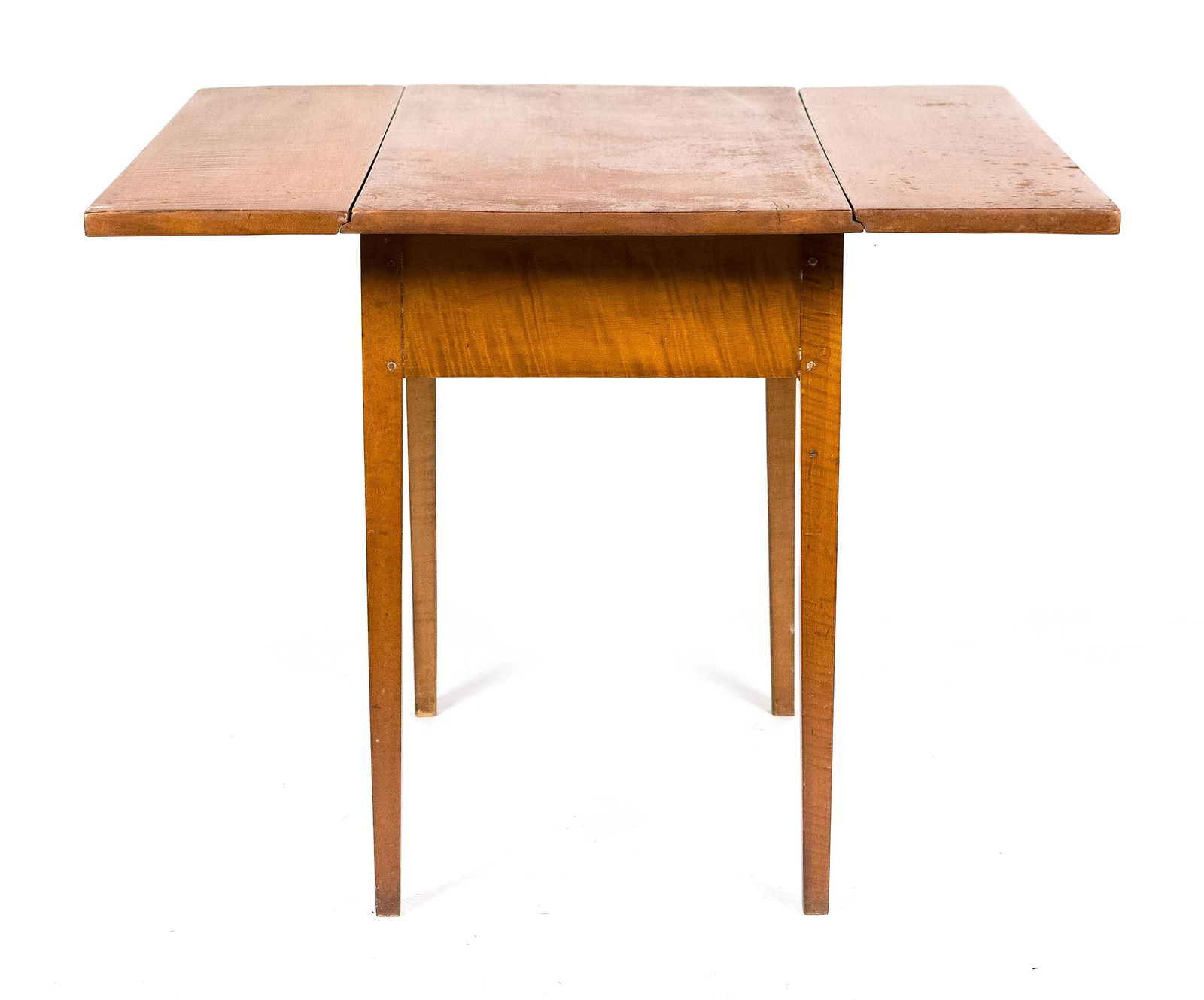 19TH C. AMERICAN TIGER MAPLE DROP LEAF TABLE. - 3