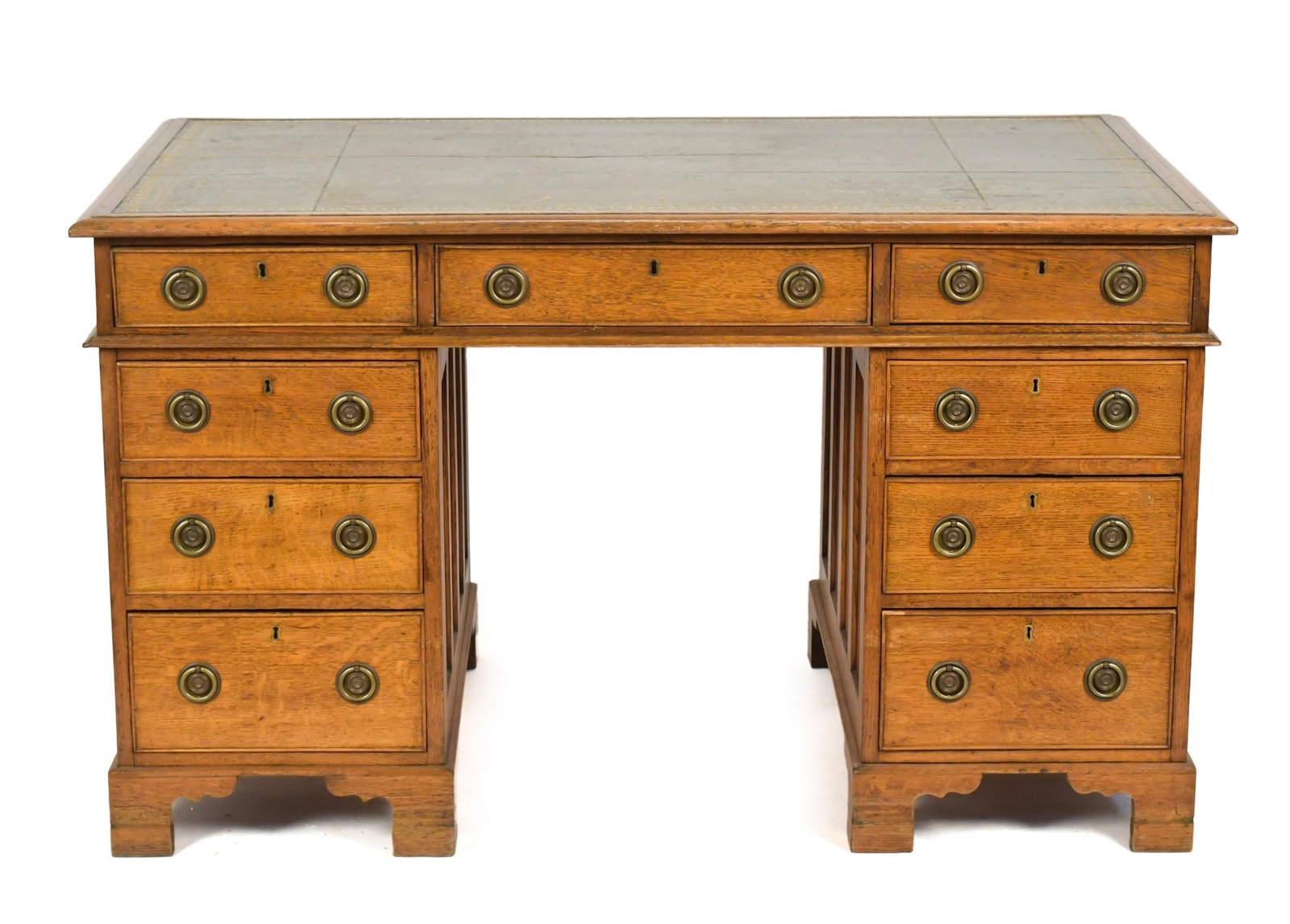 19TH C. OAK PARTNERS DESK. (1 of 12)