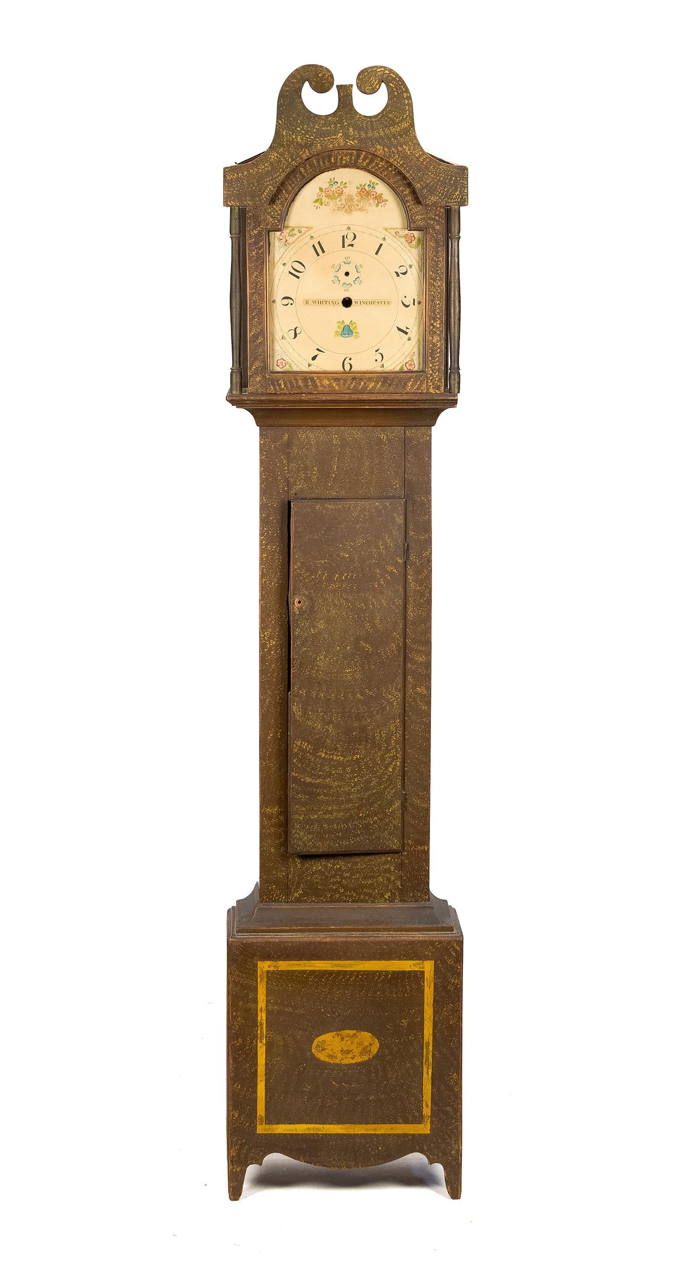 R. WHITING 19TH C. WINCHESTER PAINTED TALL CLOCK. (1 of 20)