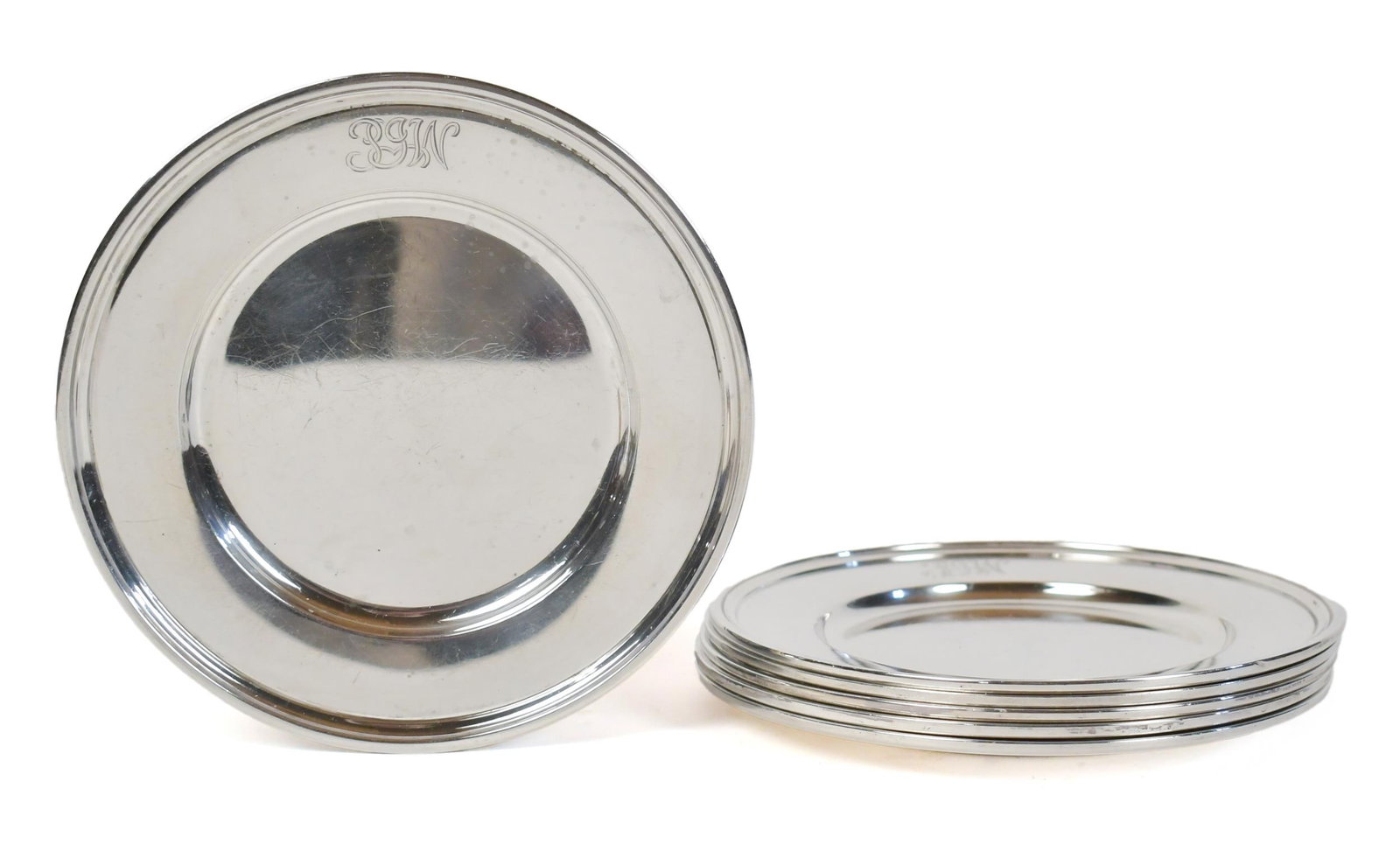 SIX TIFFANY & CO STERLING PLATES, WOOLWORTH PROV. (1 of 1)