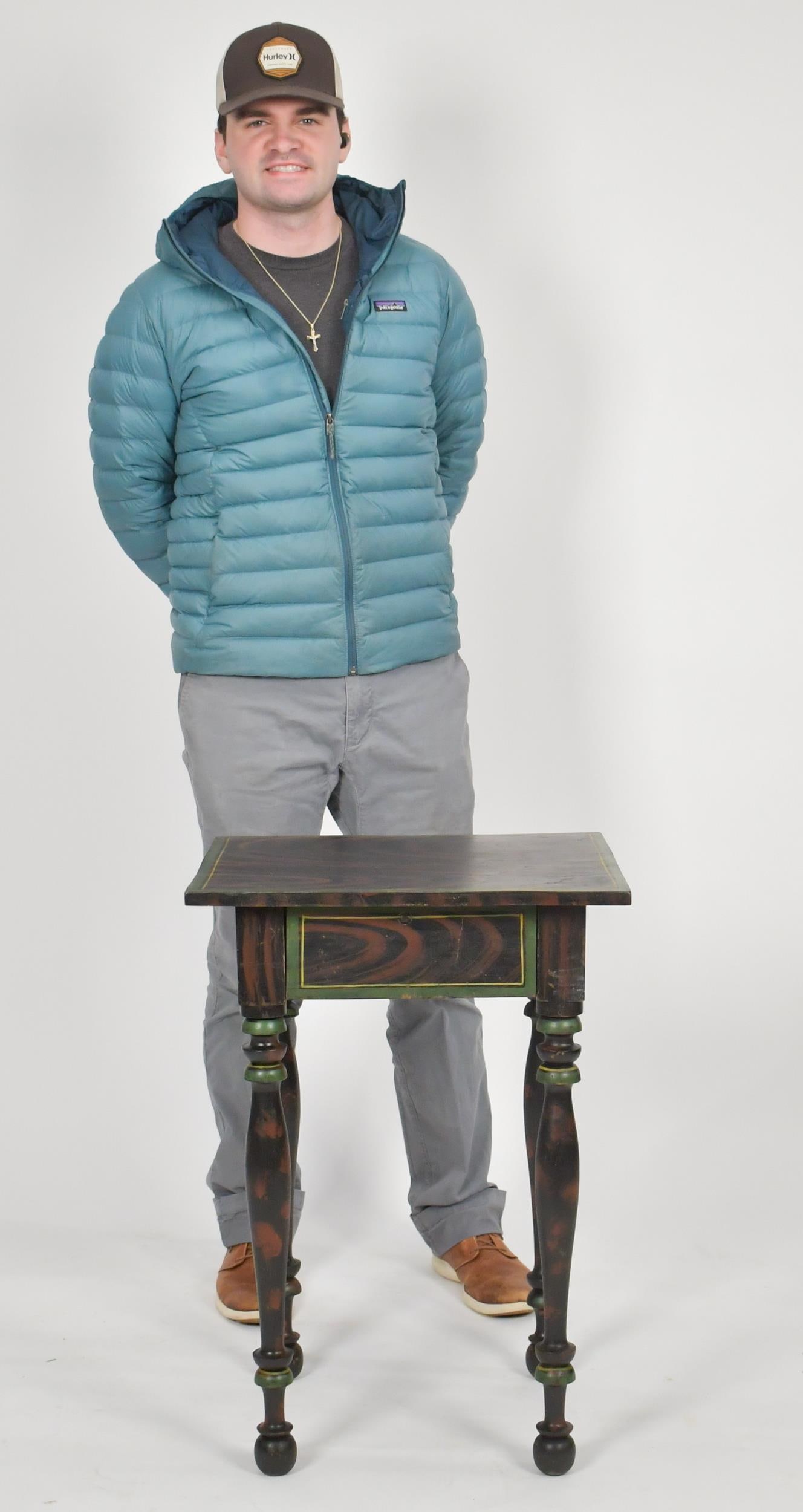 PAINT DECORATED ONE DRAWER STAND. - 7