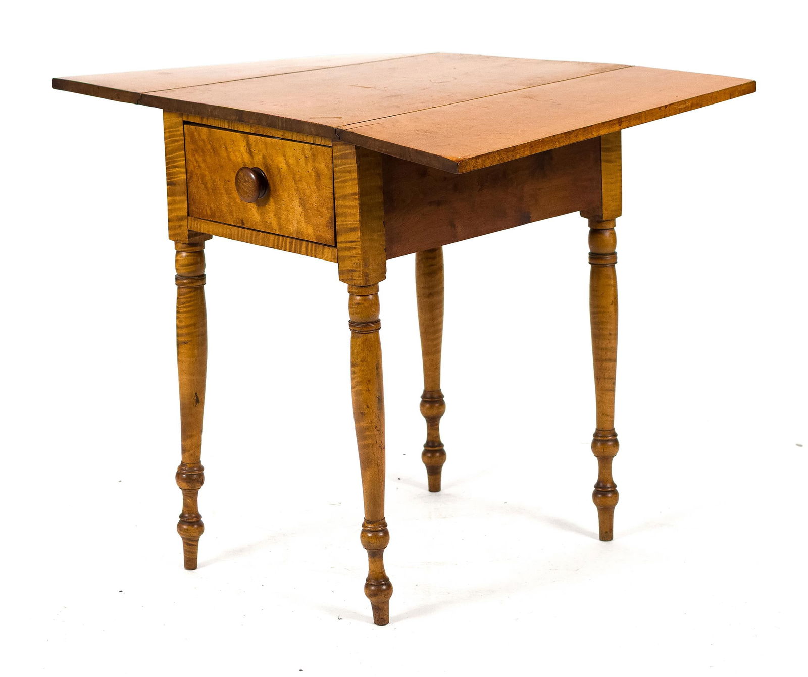 FEDERAL FIGURED MAPLE DROP LEAF WORK STAND. - 2