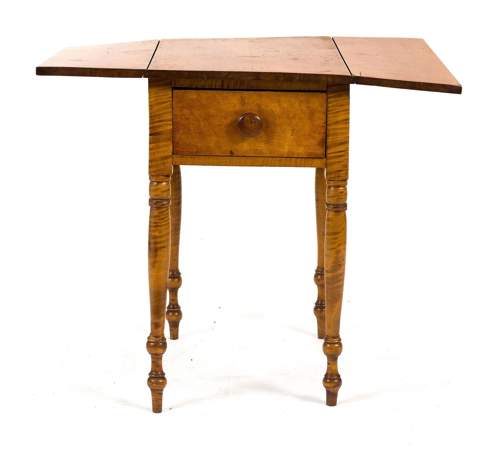 FEDERAL FIGURED MAPLE DROP LEAF WORK STAND. - 3