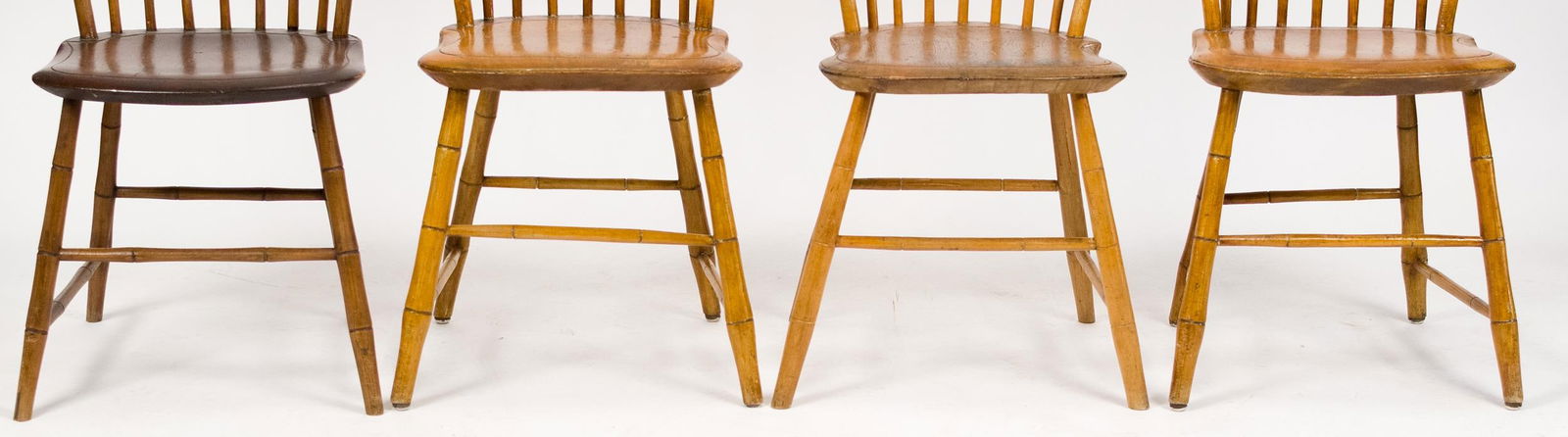 ANTIQUE STEP DOWN WINDSOR CHAIRS, 4. - 5