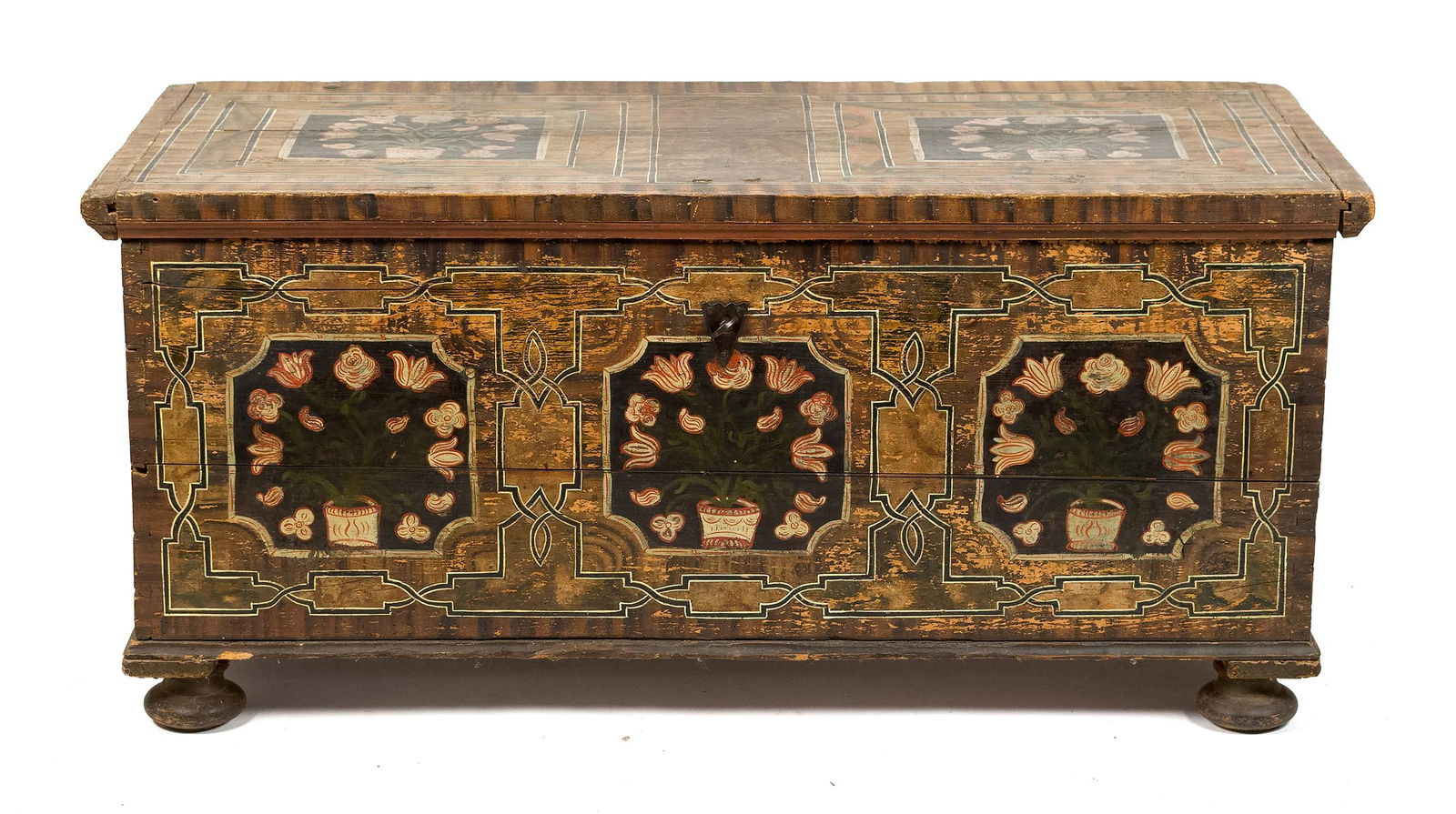 18TH C. PAINT DECORATED EUROPEAN STORAGE CHEST. (1 of 1)