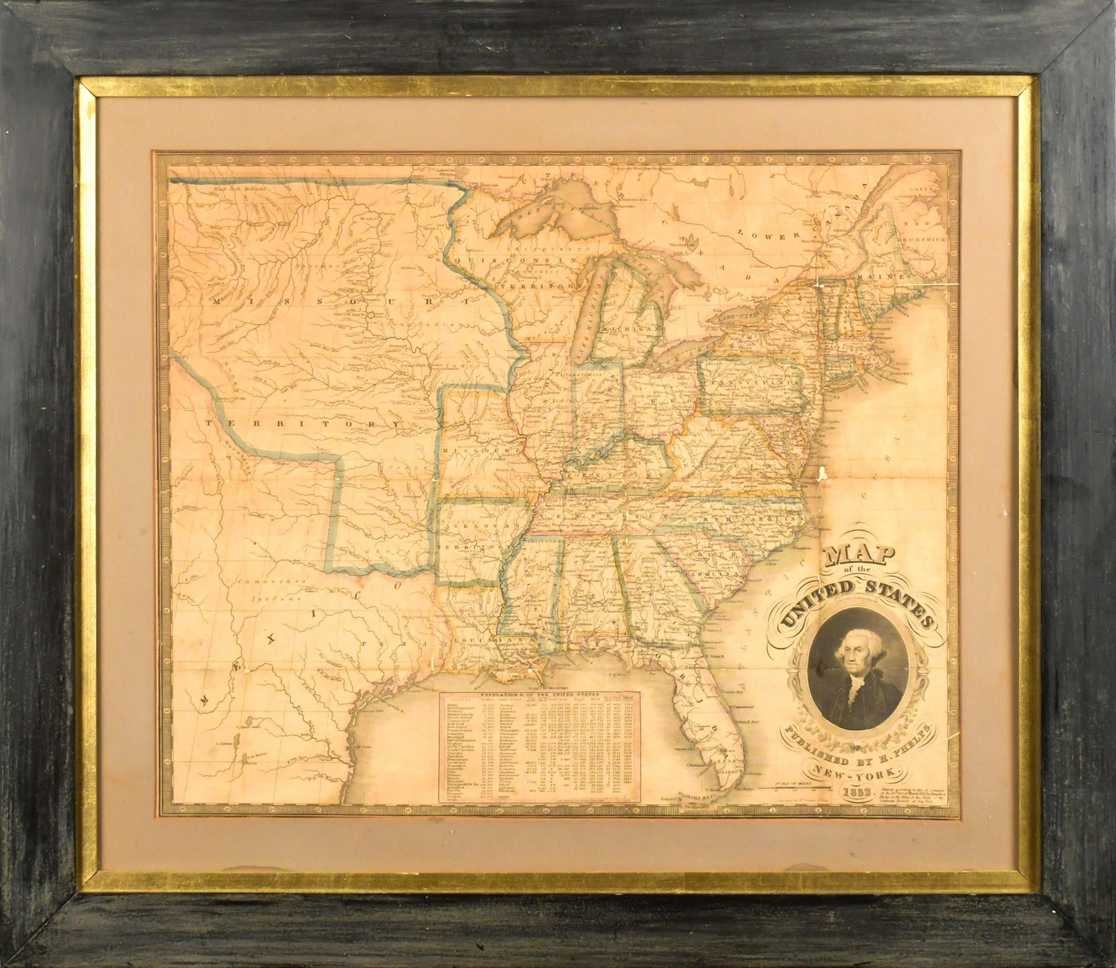 1832 HUMPHREY PHELPS MAP OF THE UNITED STATES. (1 of 10)