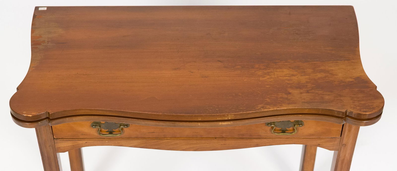 RESTORED 18TH C. CHIPPENDALE CHERRY CARD TABLE. - 7