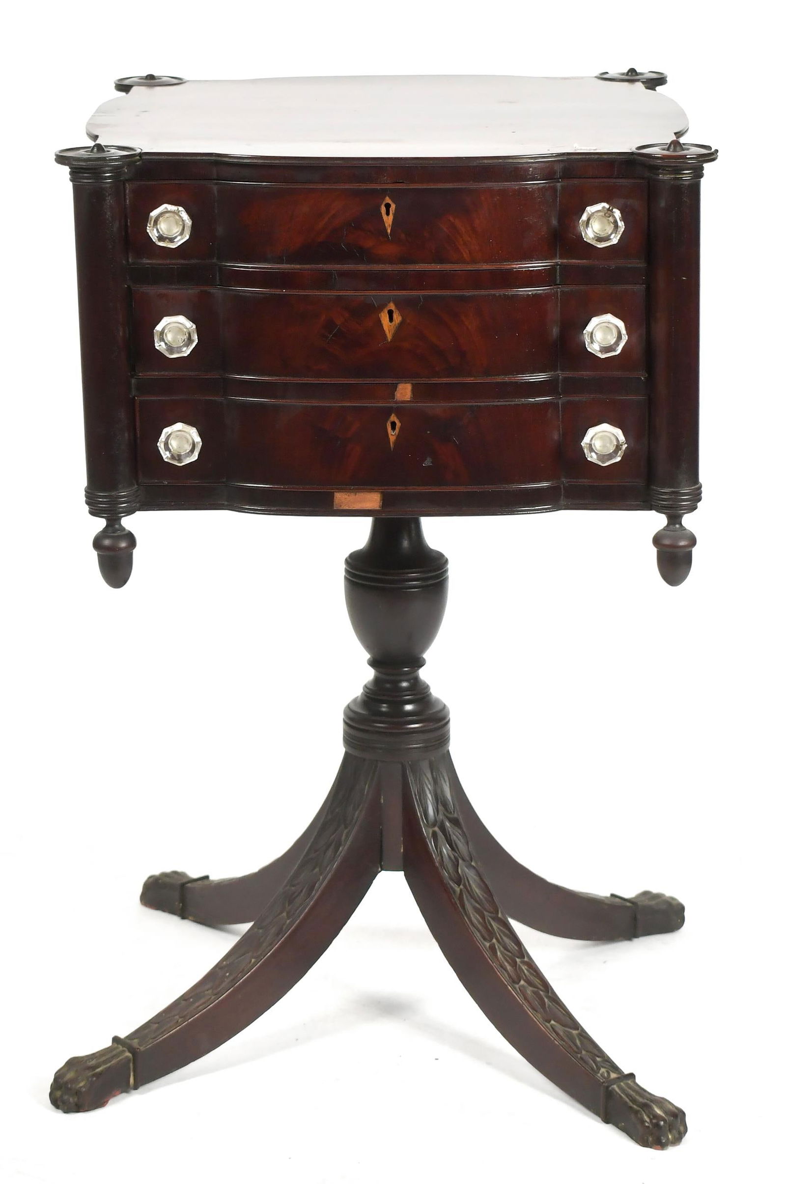 19TH C. NY THREE DRAWER PHYFE WORK TABLE. - 2