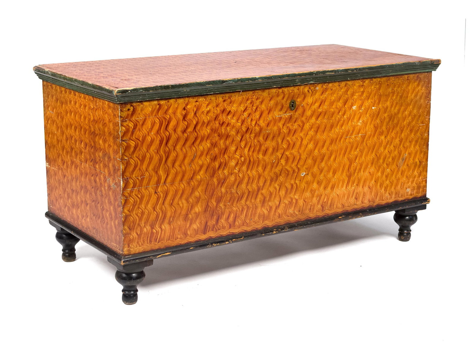 A 19TH C. PA PAINT DECORATED BLANKET BOX. (1 of 13)