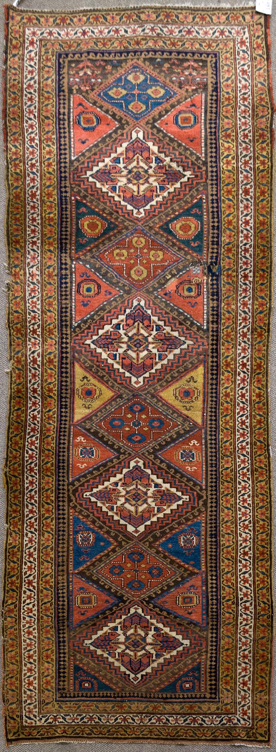 ANTIQUE ORIENTAL CAUCASIAN RUNNER RUG. (1 of 5)