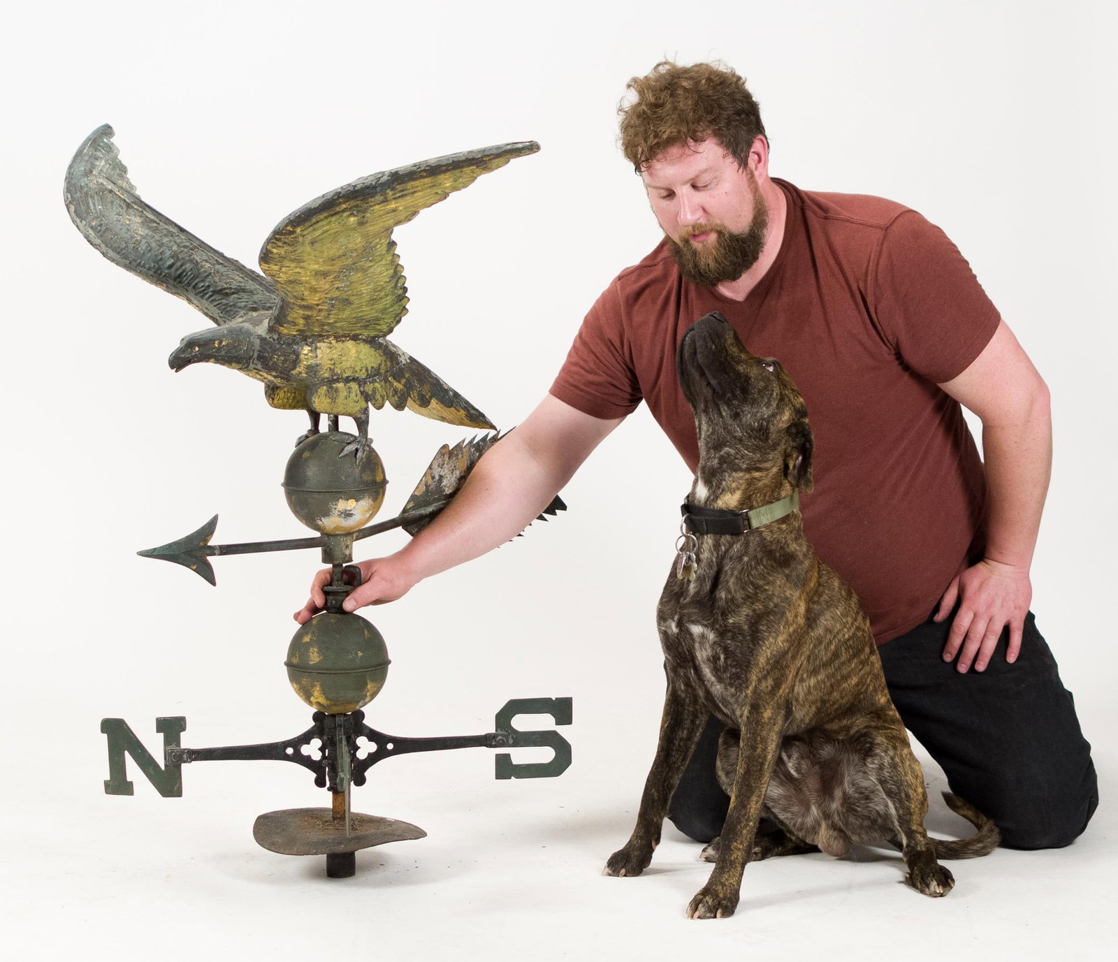 19TH C. COPPER EAGLE WEATHERVANE WITH GILT SURFACE. - 4