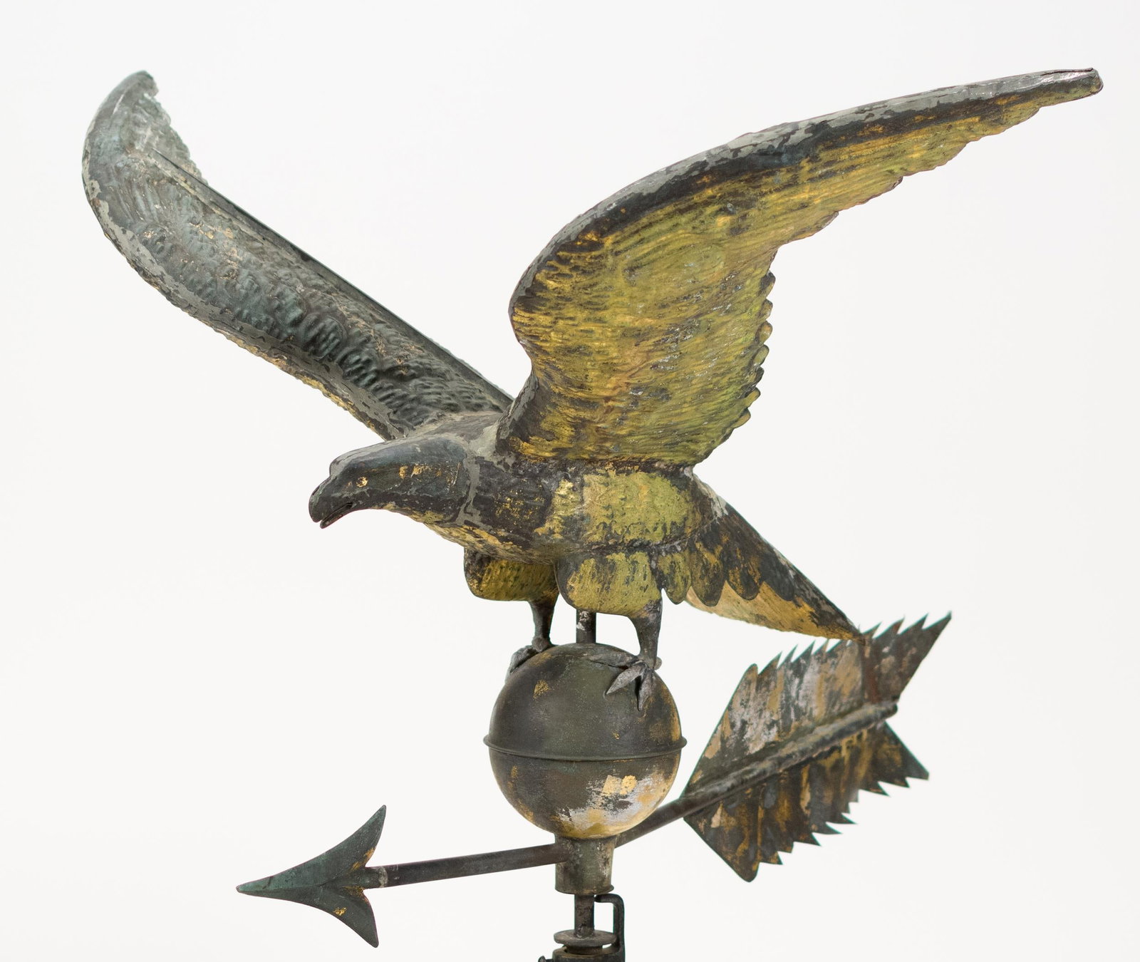 19TH C. COPPER EAGLE WEATHERVANE WITH GILT SURFACE. - 7