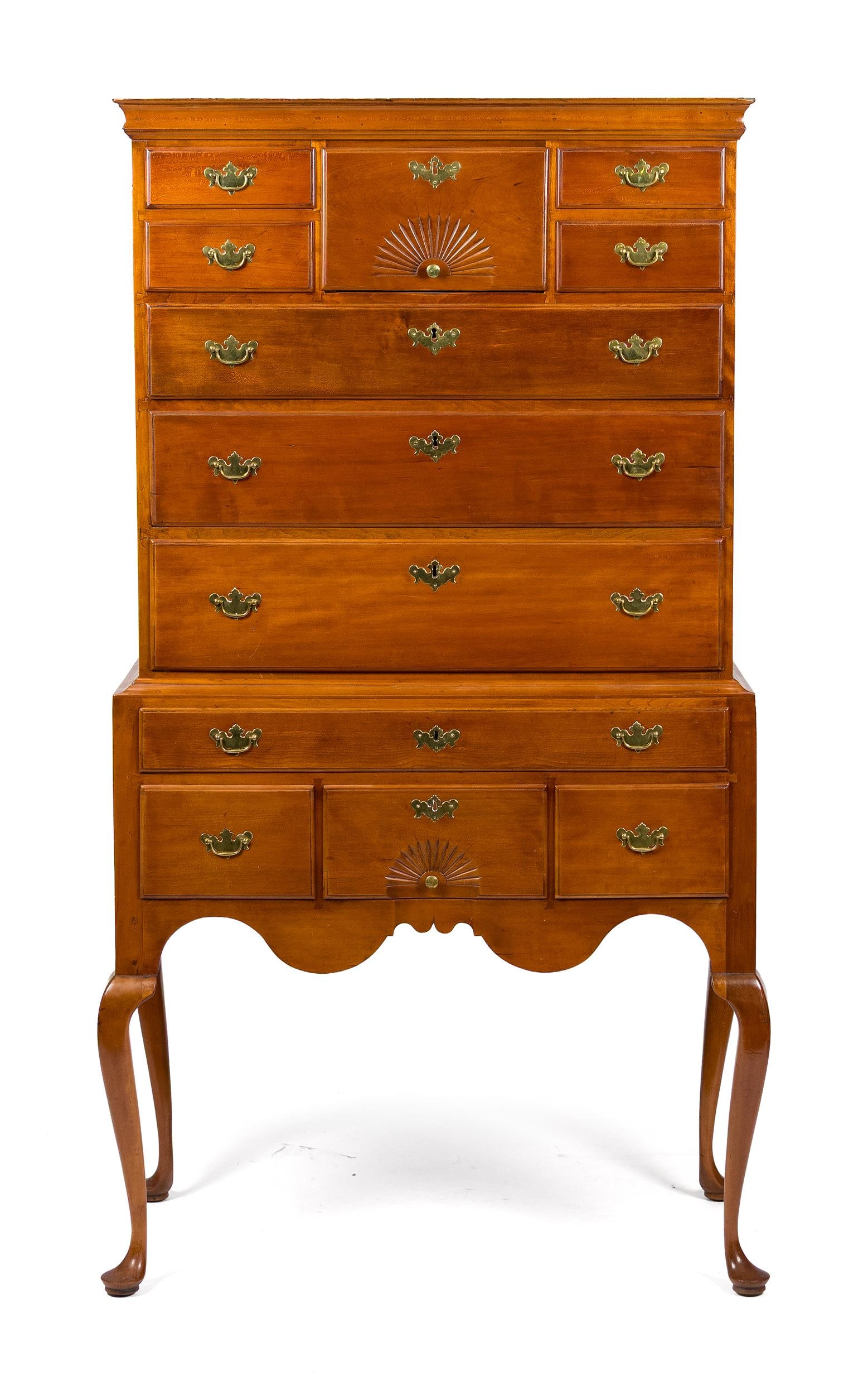 18TH C. WETHERSFIELD CT CHERRY HIGHBOY. - 2