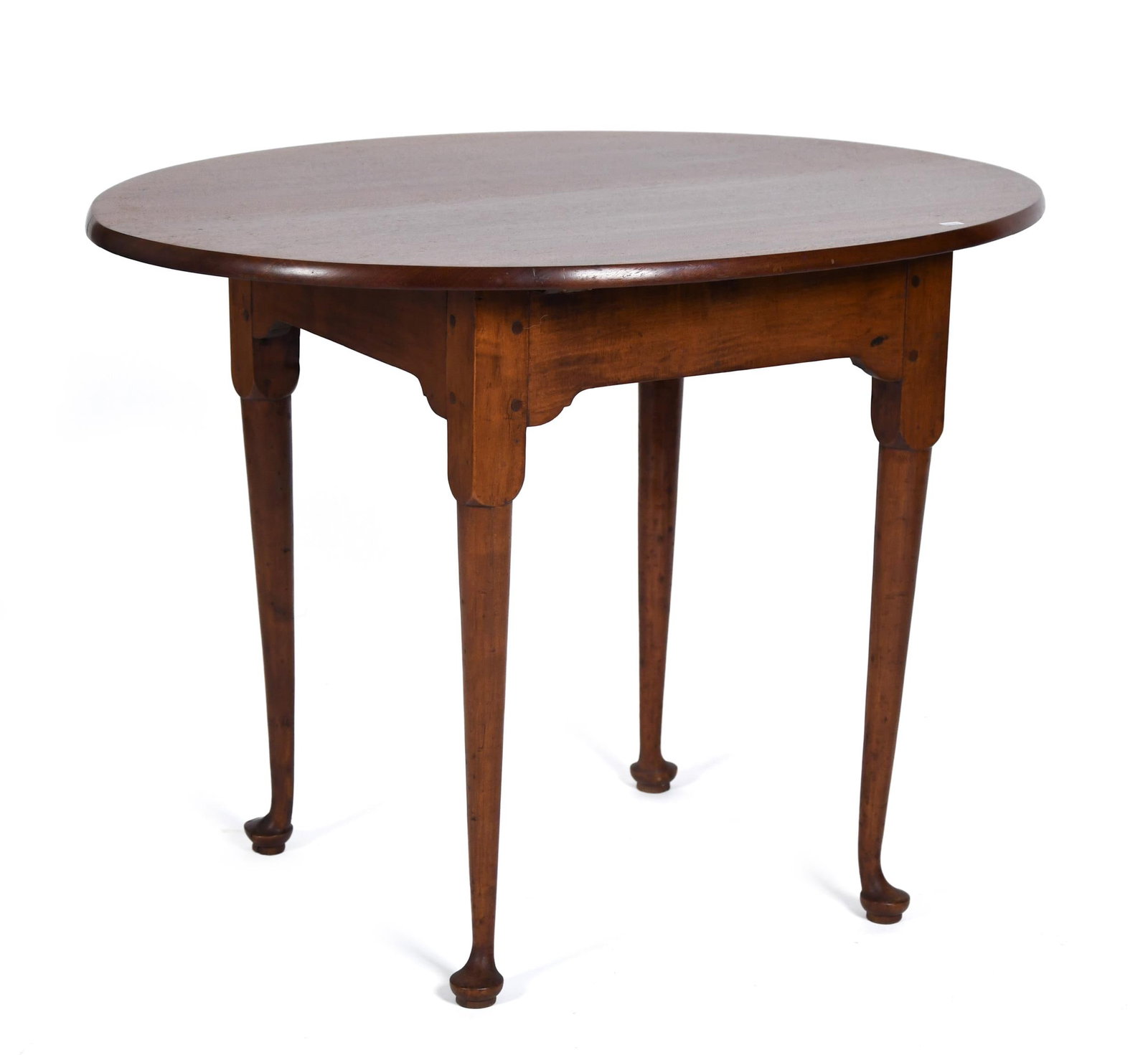 18TH C. RI QUEEN ANNE MAHOGANY AND MAPLE TEA TABLE. (1 of 9)