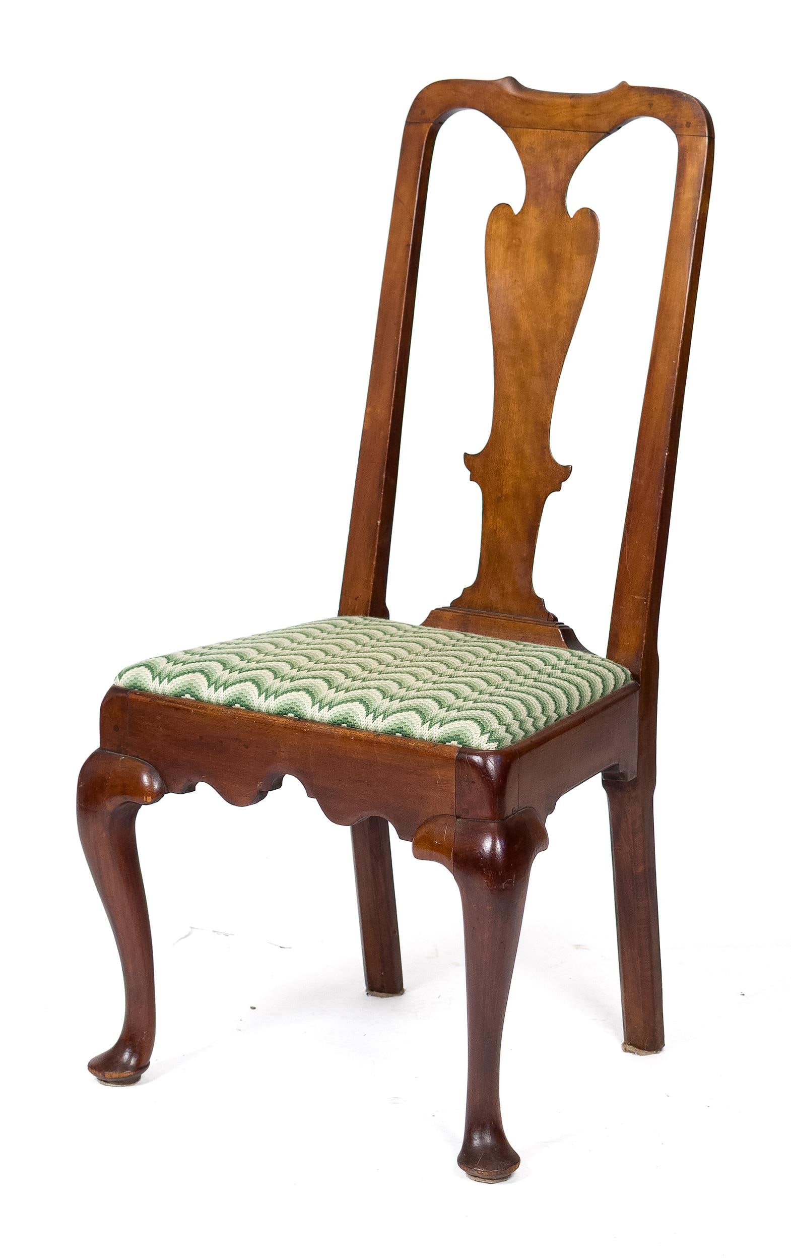 18TH C. NORWICH CT QUEEN ANNE CHERRY SIDE CHAIR. (1 of 10)
