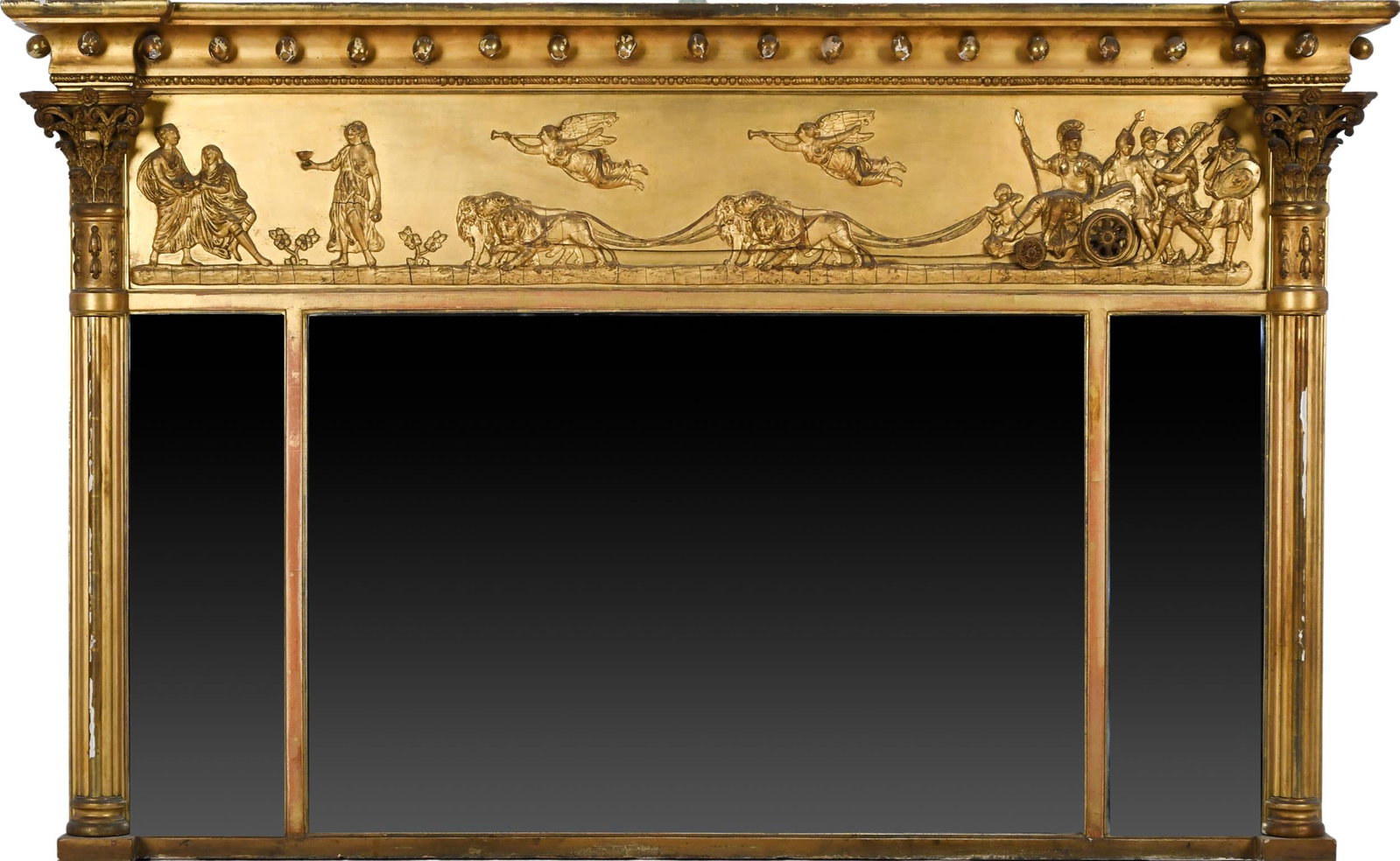 ANTIQUE GILT OVER MANTLE MIRROR. (1 of 1)