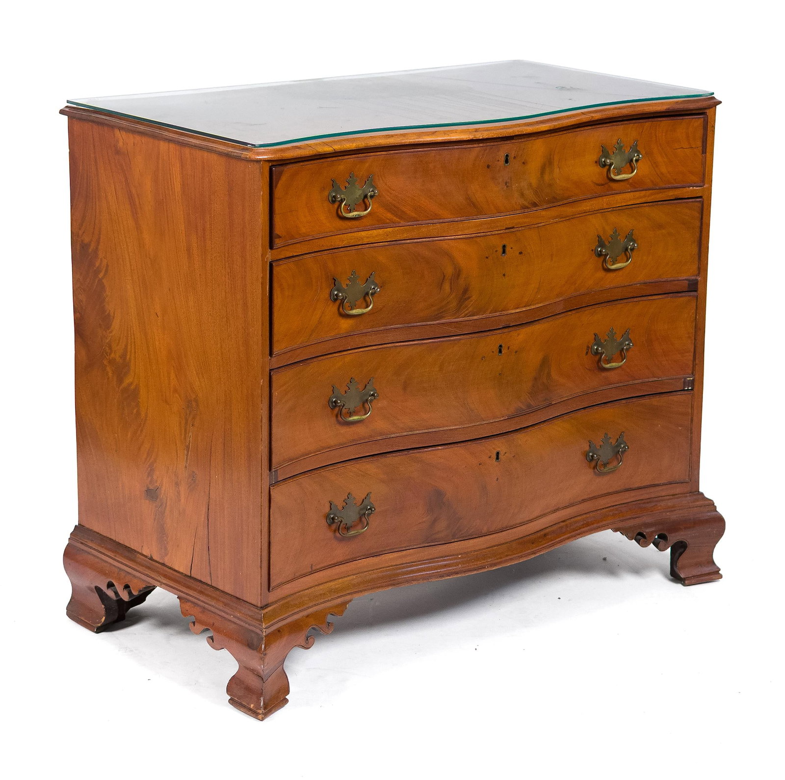 18TH C. CT CHIPPENDALE SERPENTINE FRONT CHEST. (1 of 14)