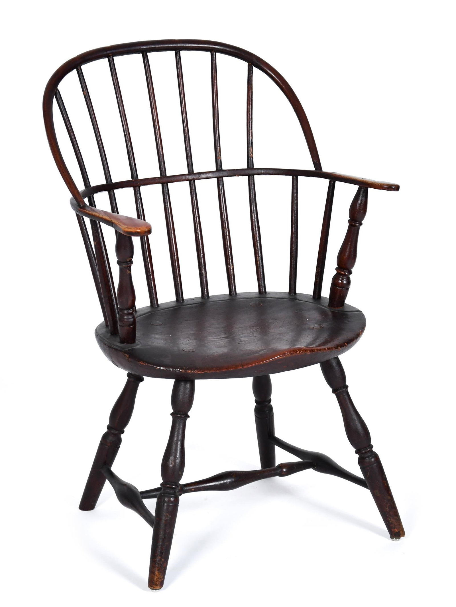 18TH C. RED PAINTED SACK-BACK WINDSOR ARM CHAIR. (1 of 9)