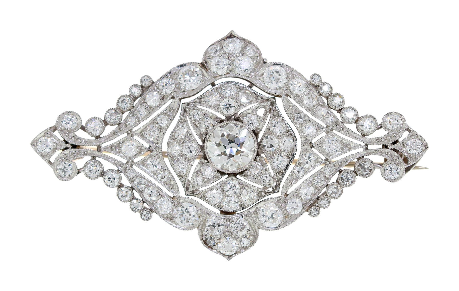 ELEGANT EDWARDIAN PLATINUM DIAMOND PIN. (1 of 7)