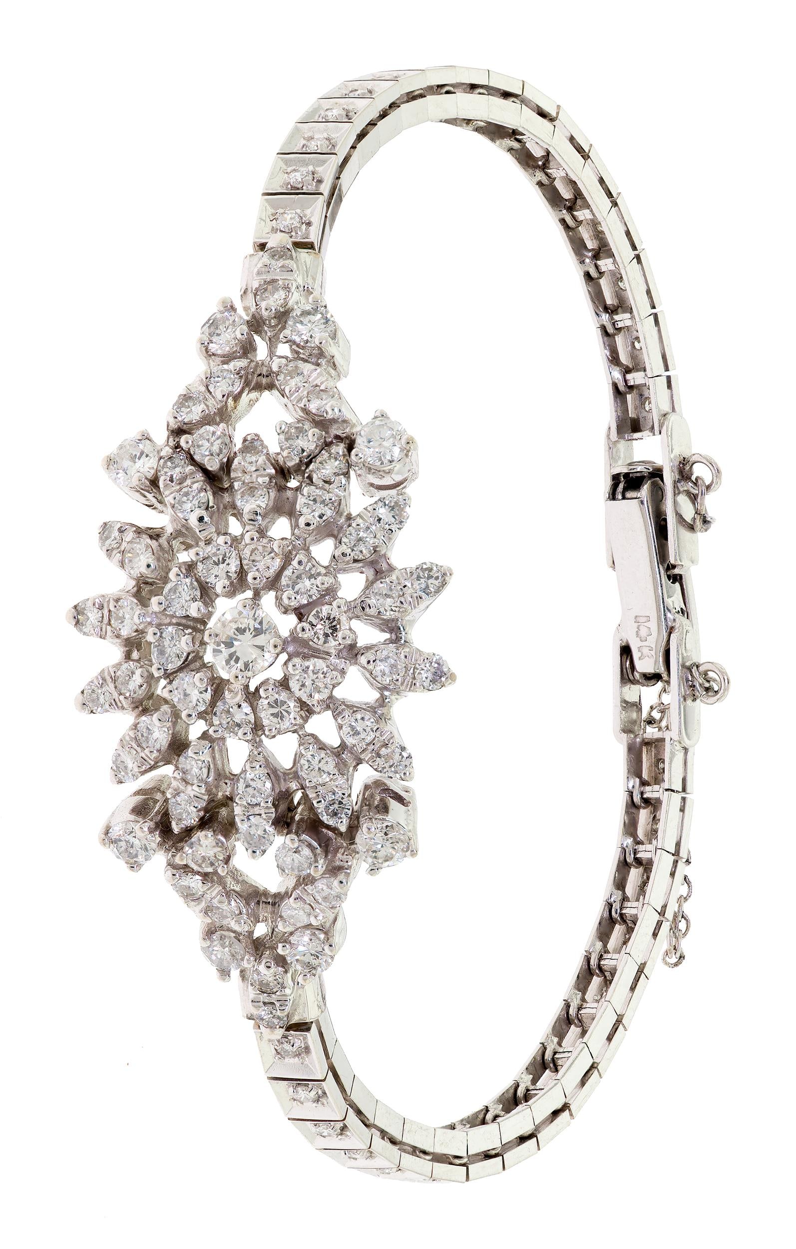 VINTAGE 14K WHITE GOLD DIAMOND BRACELET. (1 of 1)