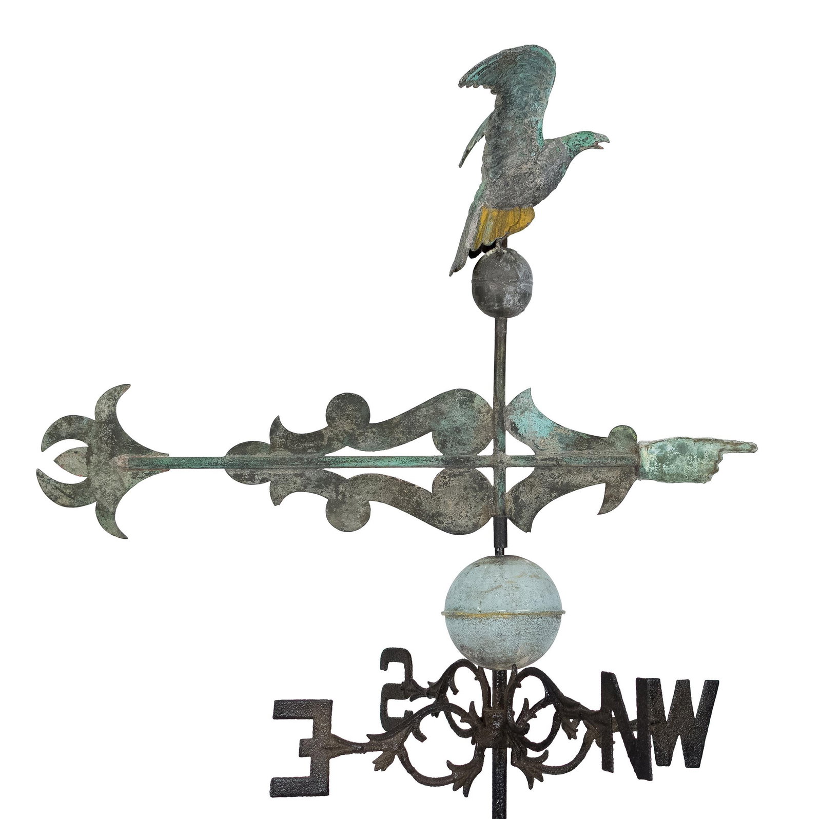 19TH C. EAGLE WEATHERVANE WITH BANNER DIRECTIONAL. - 2
