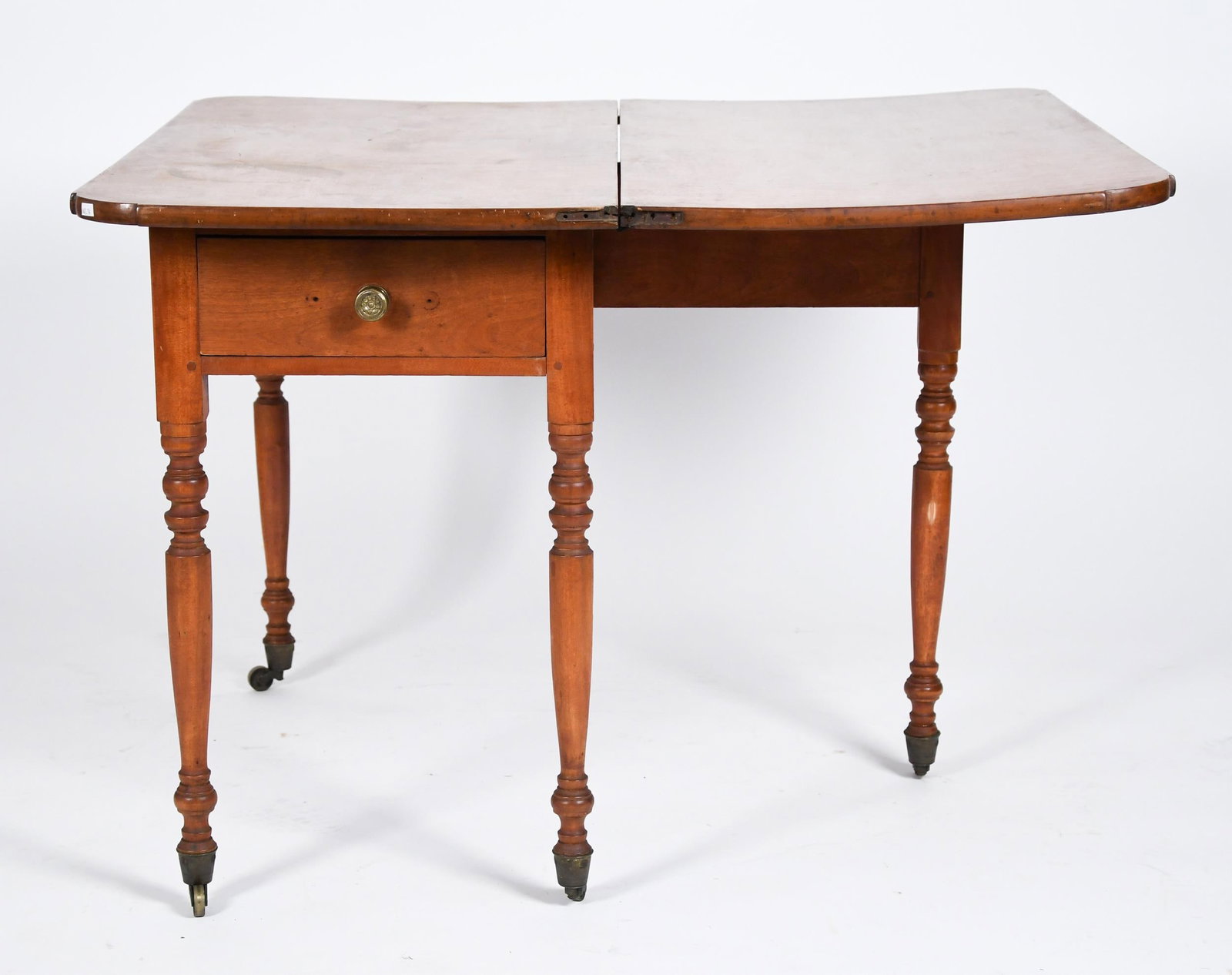 19TH C. NEW ENGLAND TIGER MAPLE WORK TABLE. - 2