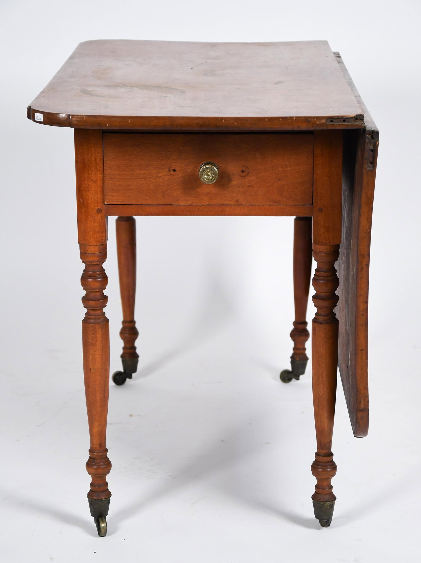19TH C. NEW ENGLAND TIGER MAPLE WORK TABLE. - 5
