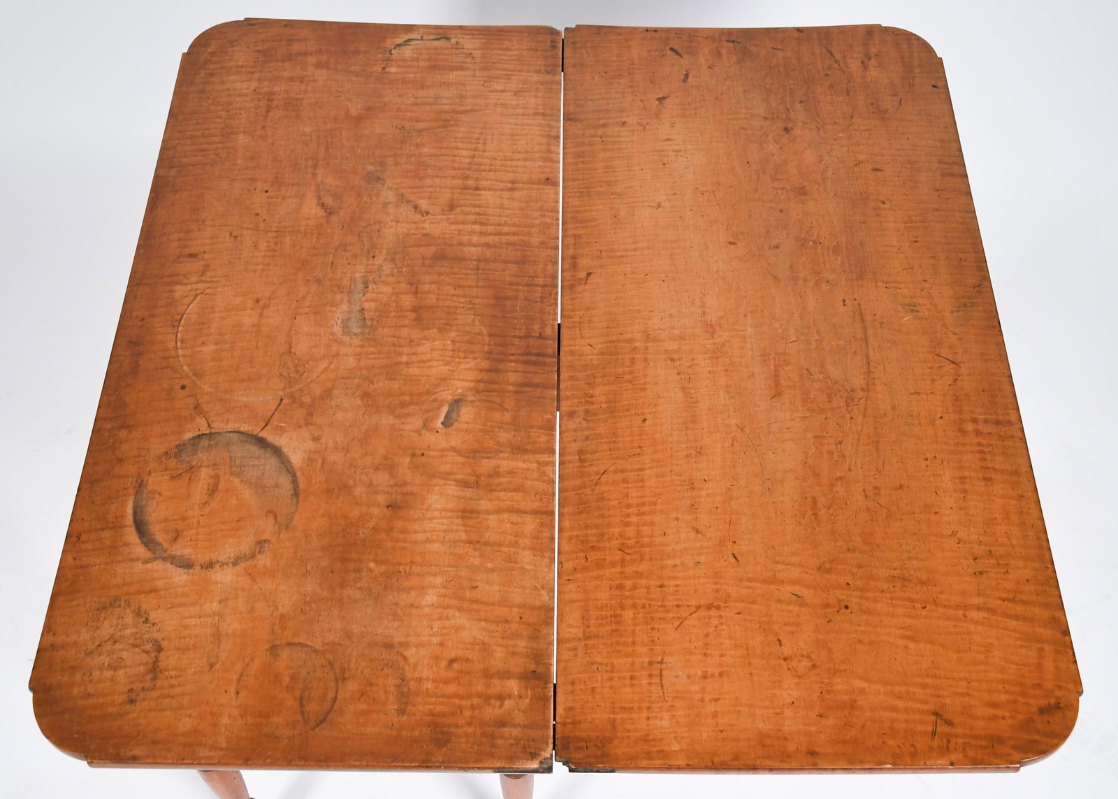 19TH C. NEW ENGLAND TIGER MAPLE WORK TABLE. - 7