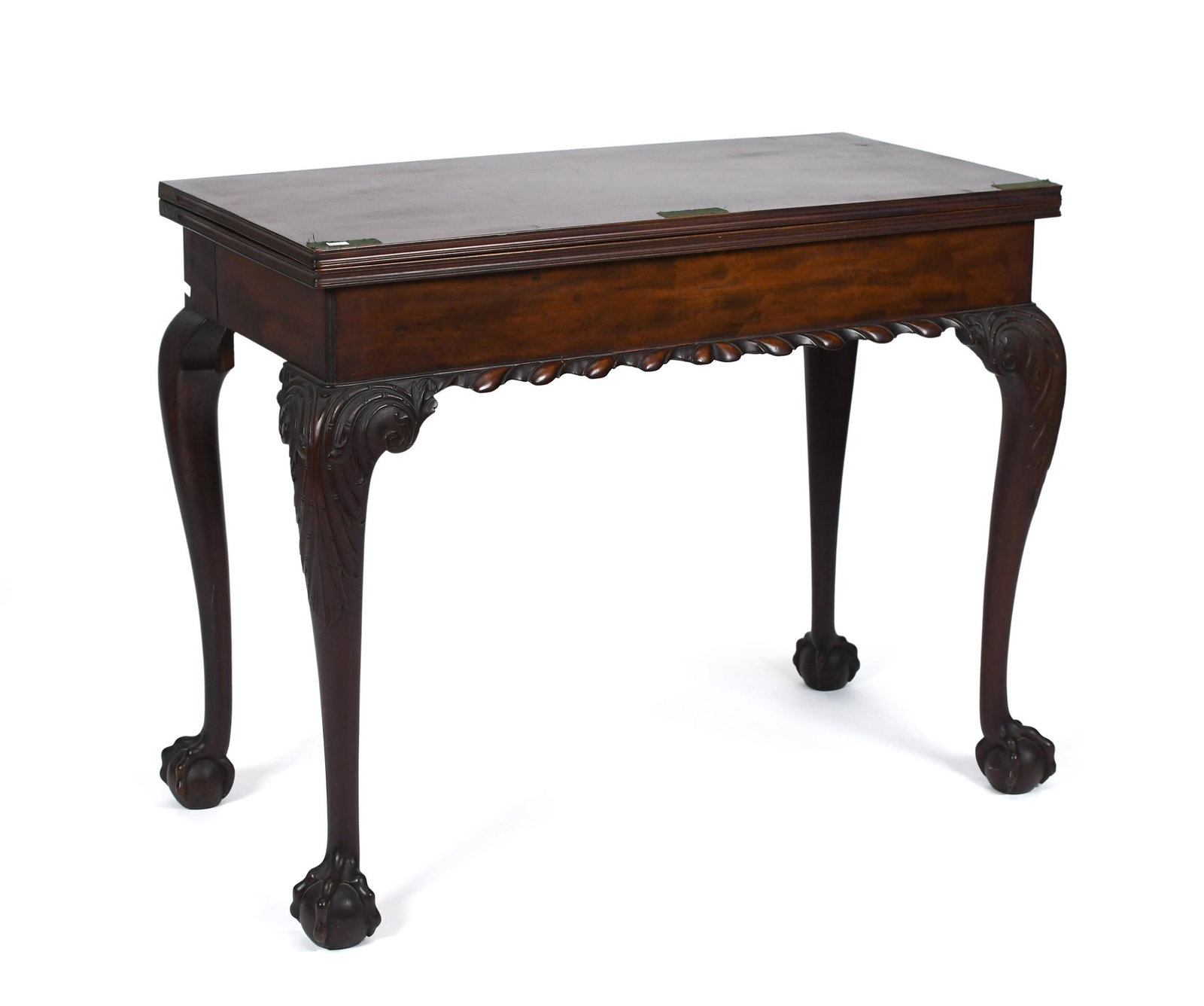 ANTIQUE CHIPPENDALE ACCORDION LEG GAMES TABLE. (1 of 13)