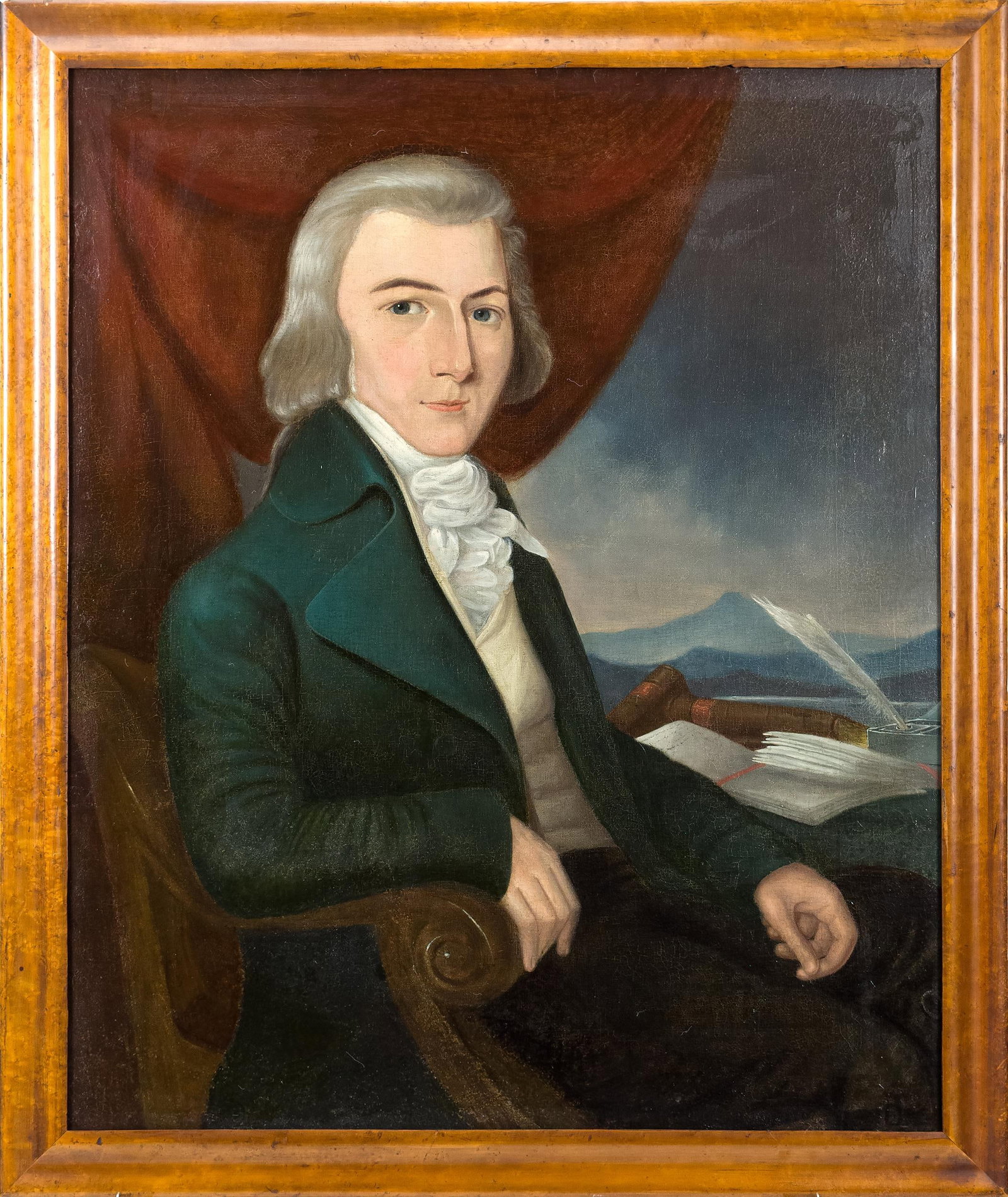 18TH C. AMERICAN SCHOOL PORTRAIT OF A GENTLEMAN. (1 of 10)